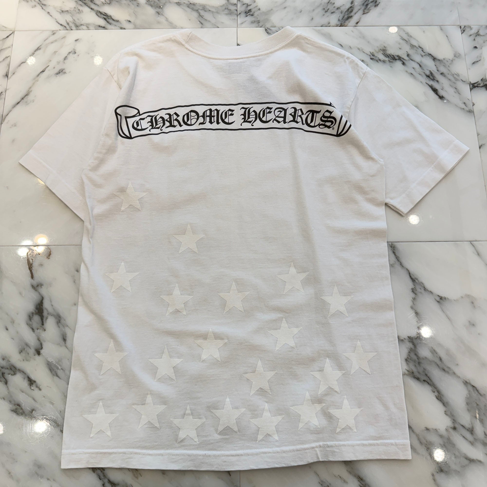 CHROME HEARTS Back Scroll Horseshoe Star Print Tee Size M クロムハーツ バックスクロール ホースシュー スタープリントTシャツ サイズM