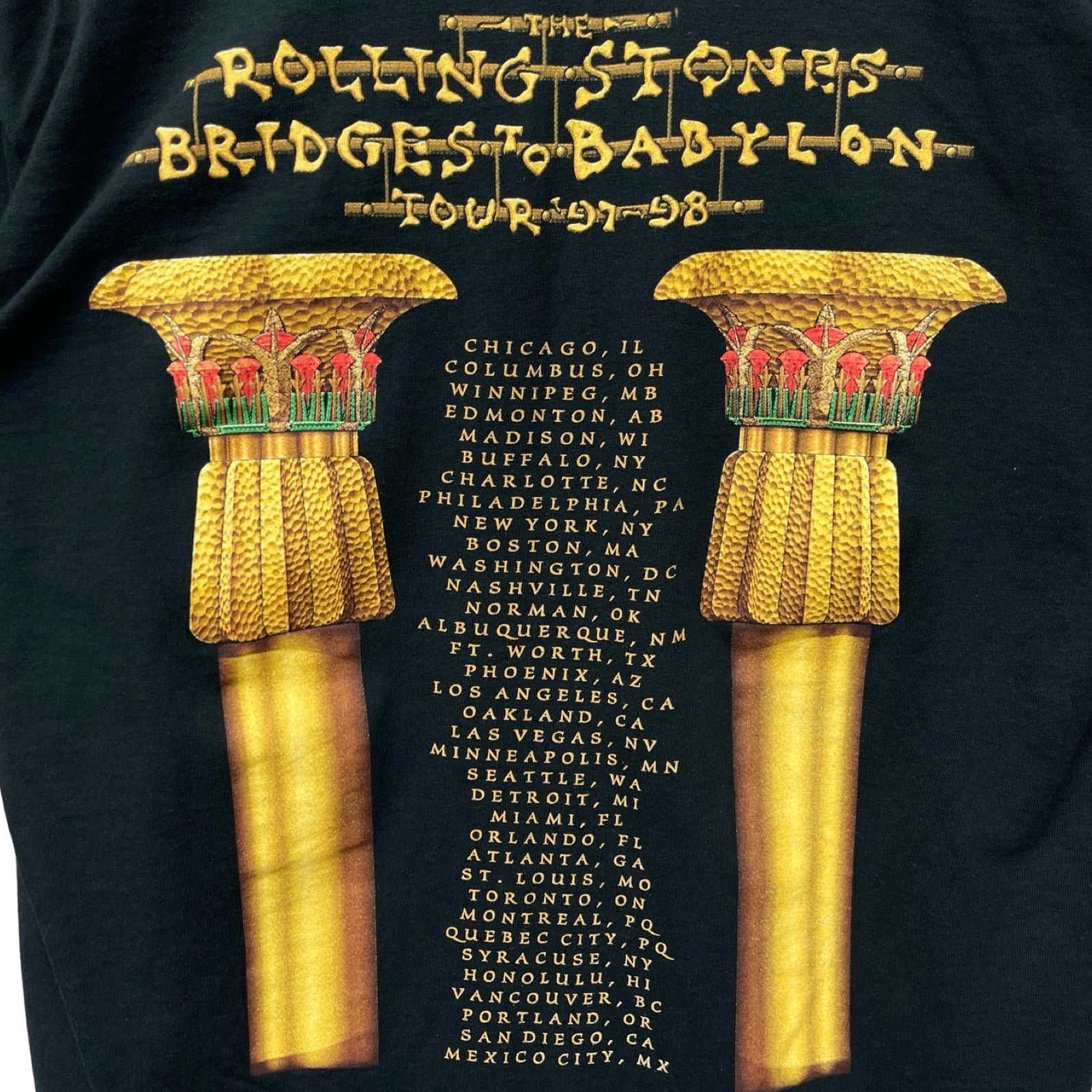 Vintage 90's The Rolling Stones Music Tour "BRIDGES TO BABYLON" S/S Tee Size L