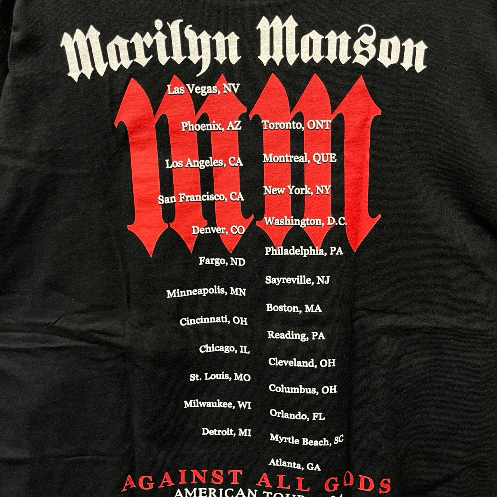 Vintage 00's Marilyn Manson "Against All Gods" American Tour 2004 S/S Tee Size XL