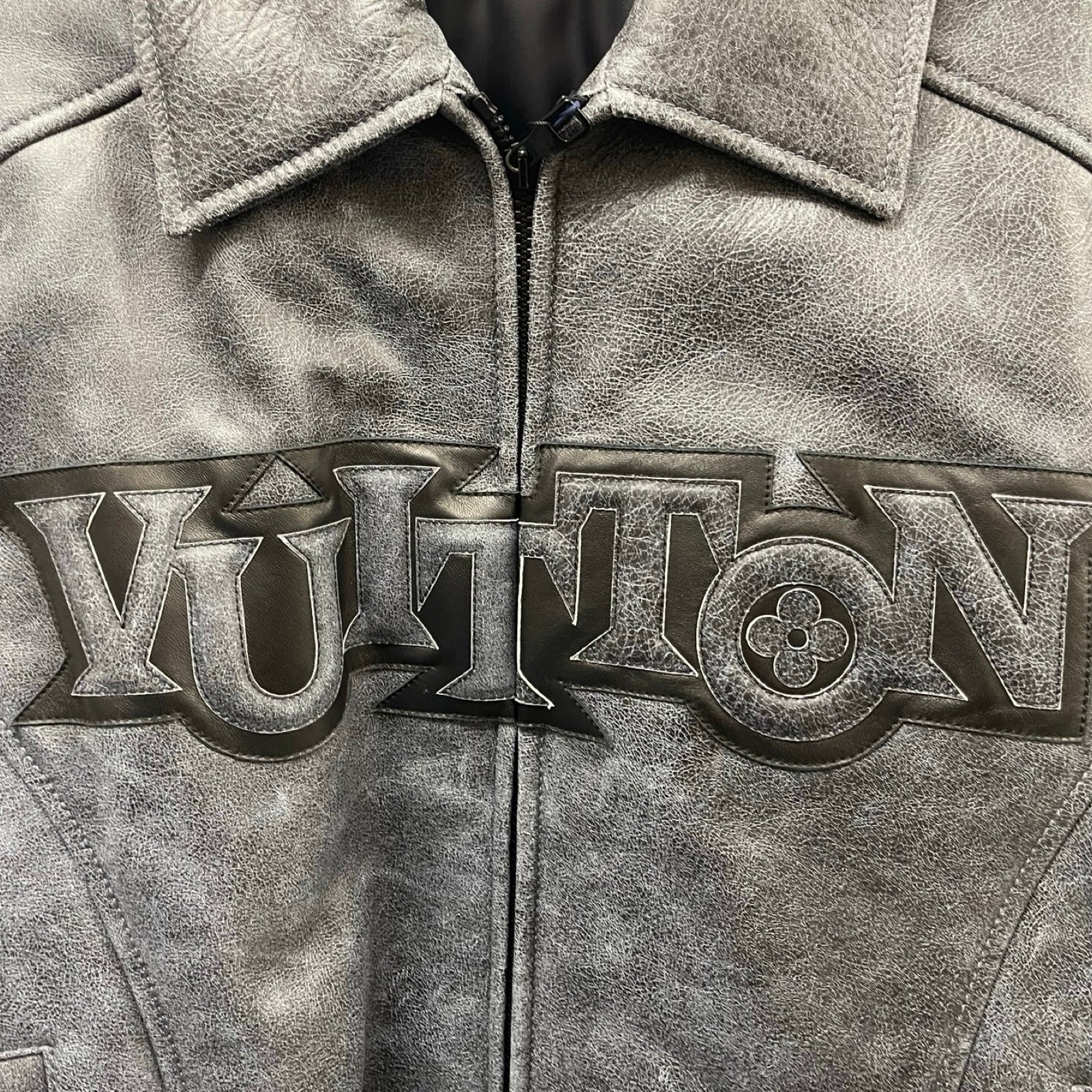 LOUIS VUITTON 2023SS Leather Stadium Jacket 1AAUZA Size 48
