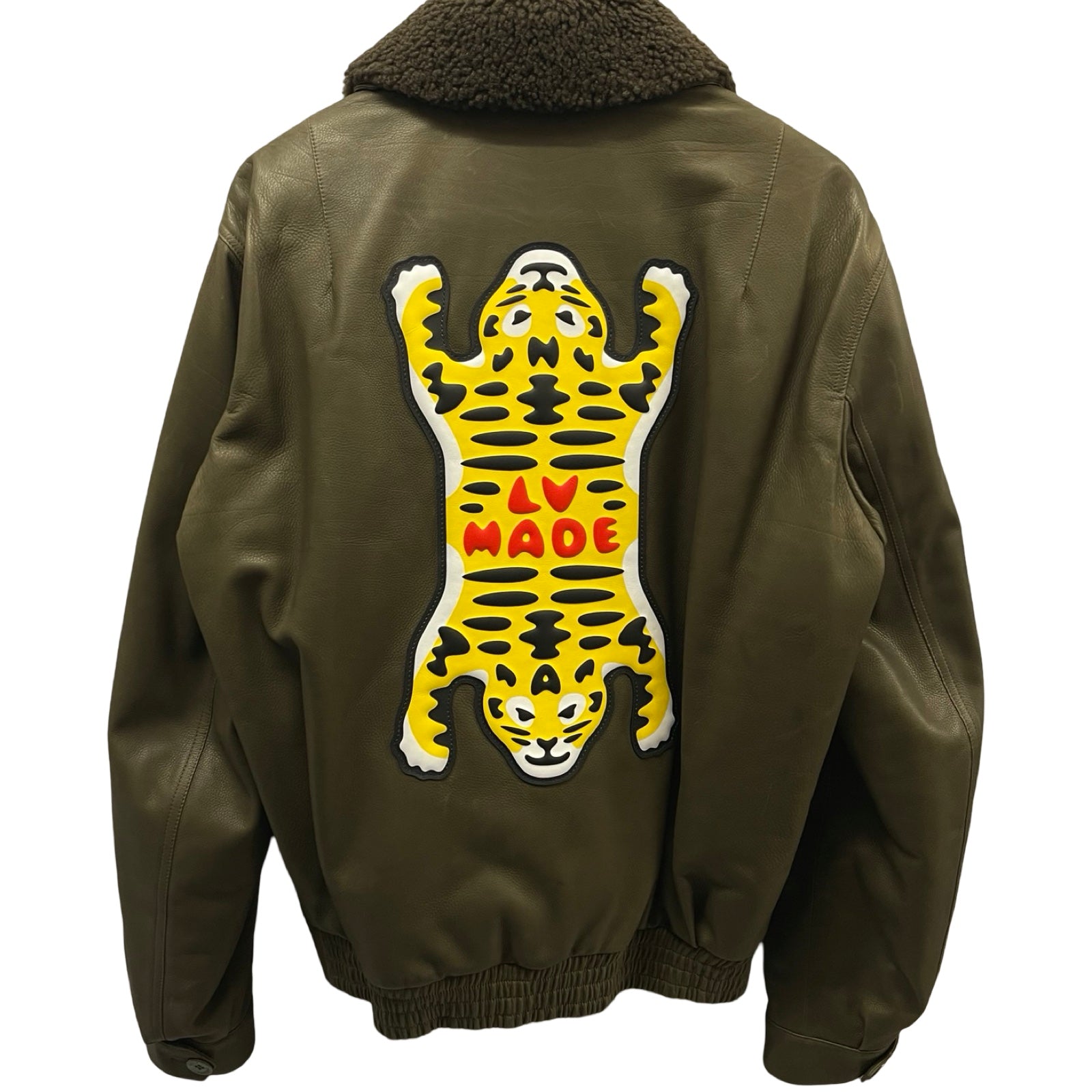 LOUIS VUITTON × NIGO 2022SS With Tiger Patch Bomber Leather Jacket 1A9GAG Size 48