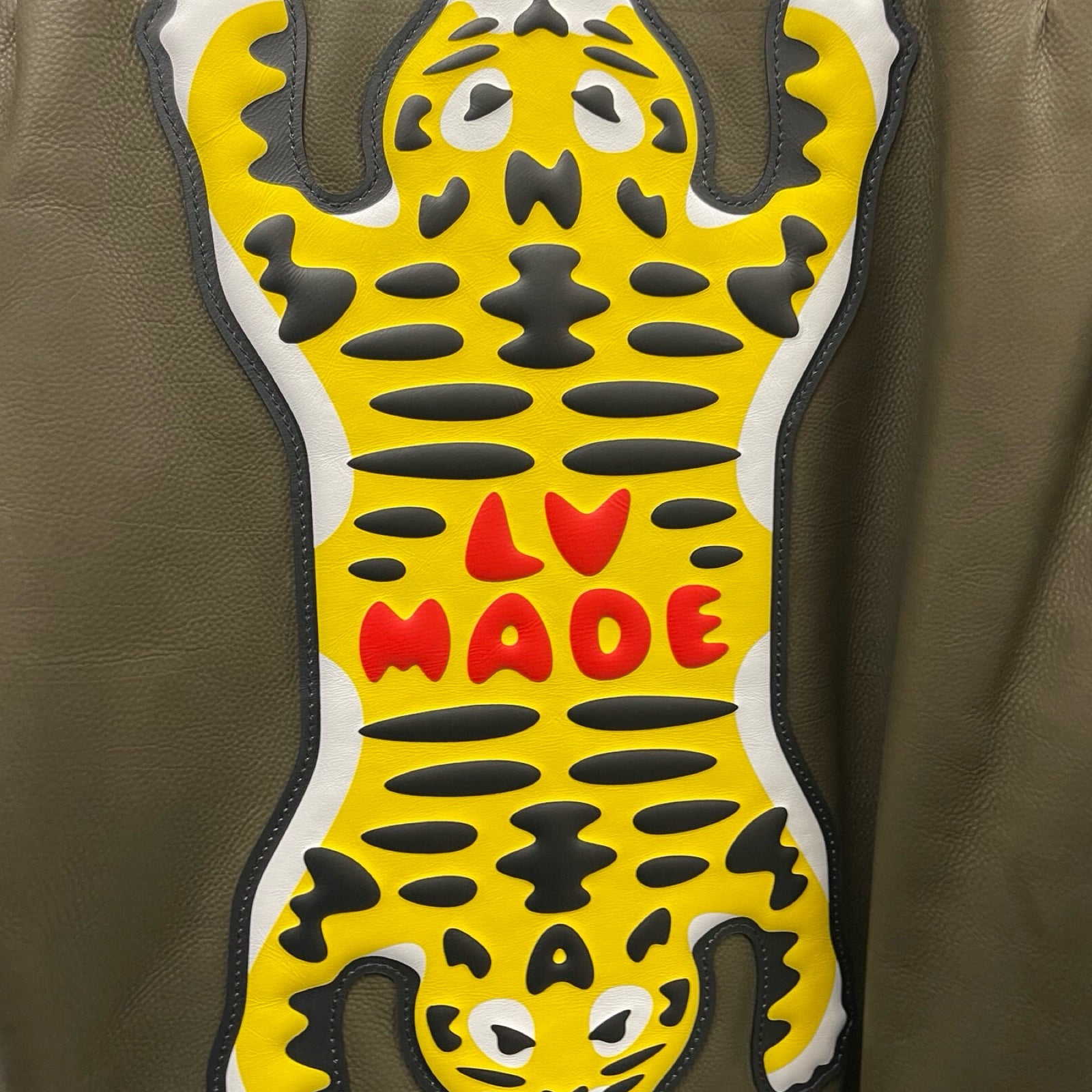 LOUIS VUITTON × NIGO 2022SS With Tiger Patch Bomber Leather Jacket 1A9GAG Size 48