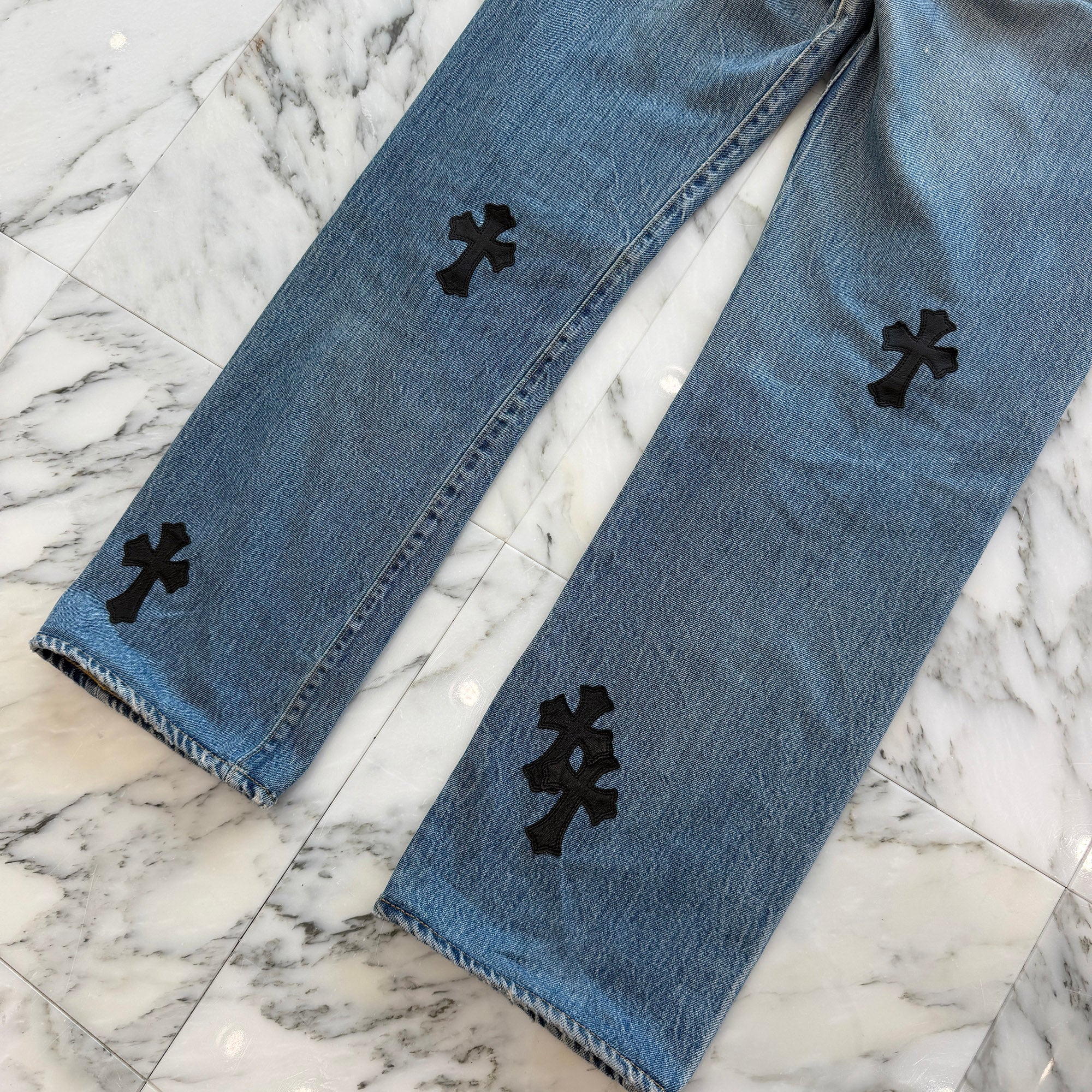CHROME HEARTS × Levi's 501 VNTG Leather Cross Patch Denim Pants Size 33 クロムハーツ × リーバイス 501 ヴィンテージ レザークロスパッチ デニムパンツ サイズ33