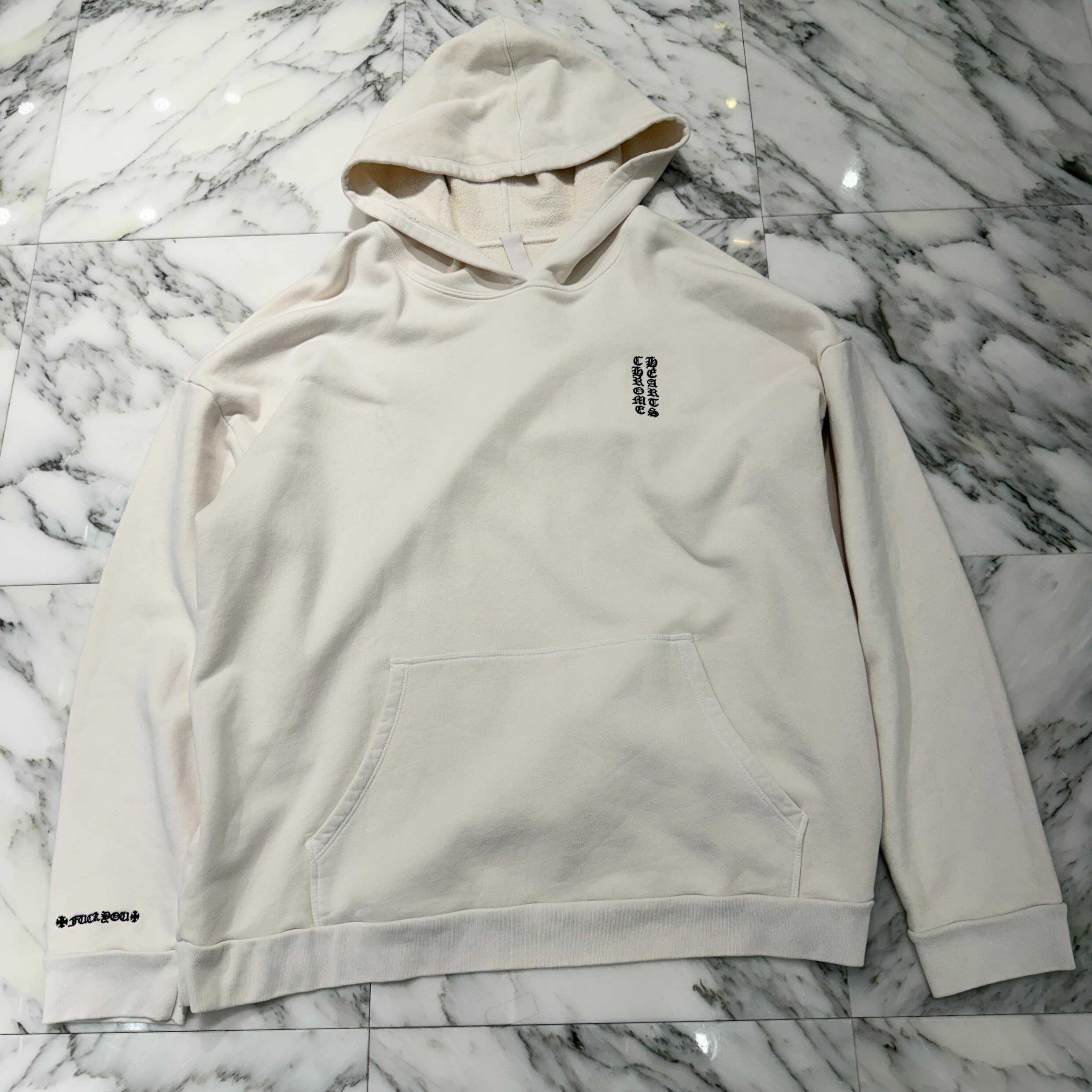 CHROME HEARTS Y NOT Vertical Logo Embroidery Pullover Hoodie Size XL クロムハーツ ワイノット ヴァーティカルロゴ刺繍 プルオーバーフーディ サイズXL