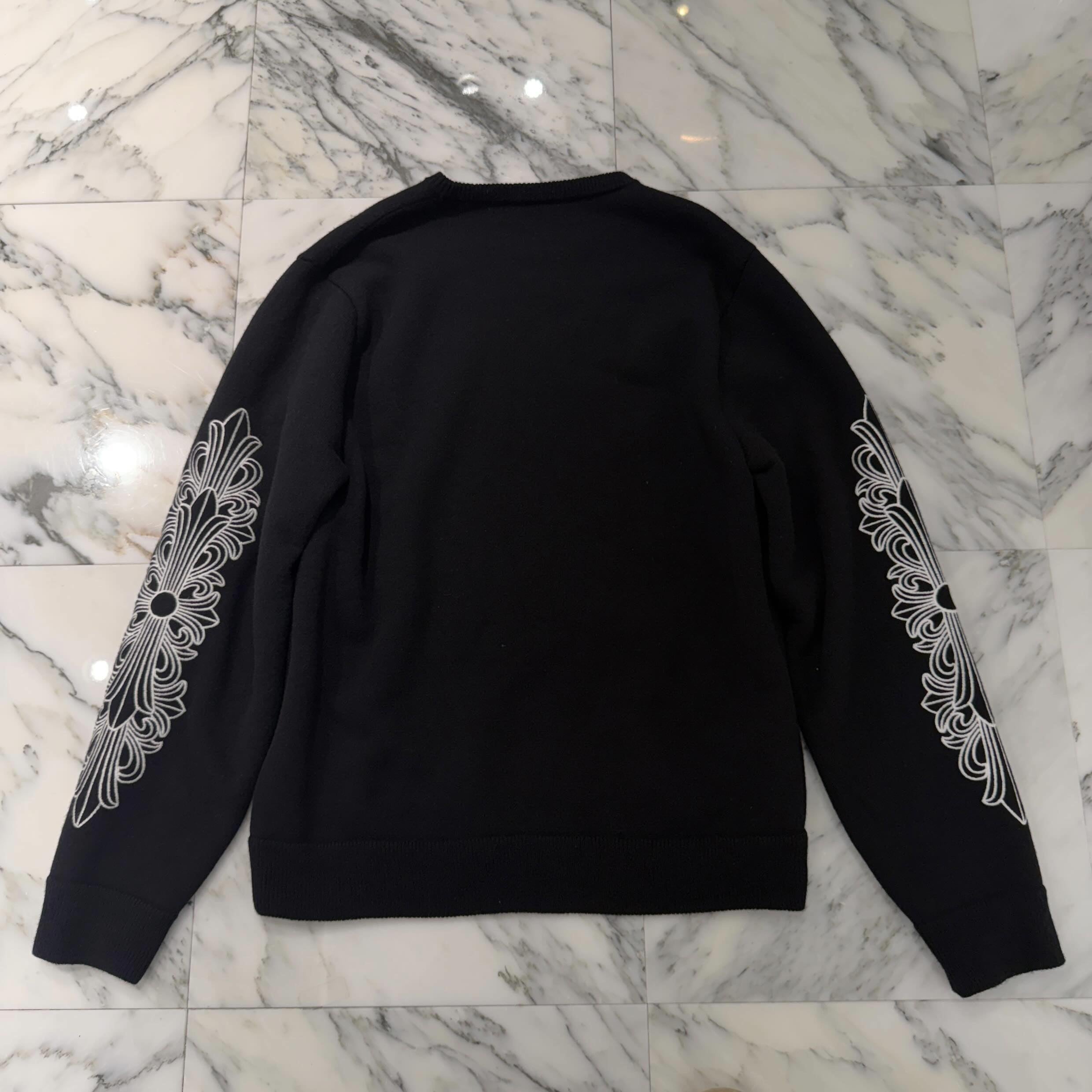 CHROME HEARTS Y NOT Floral Cross Embroidery Crew Neck Cashmere Knit Sweater Size L クロムハーツ ワイノット フローラルクロス刺繍 クルーネック カシミヤニットセーター サイズL
