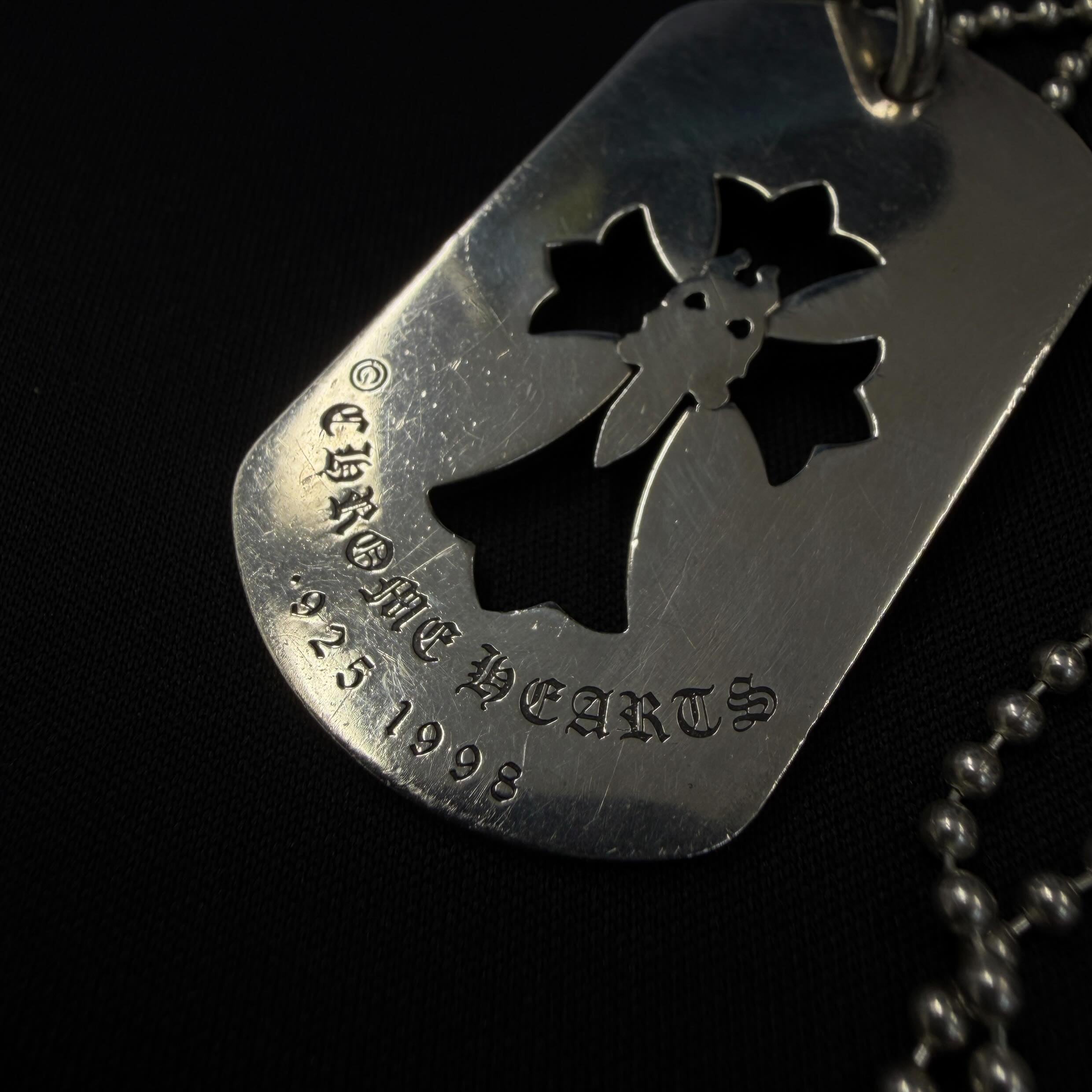 CHROME HEARTS Cut Out Cross Dagger Dock Tag Large Pendant Necklace