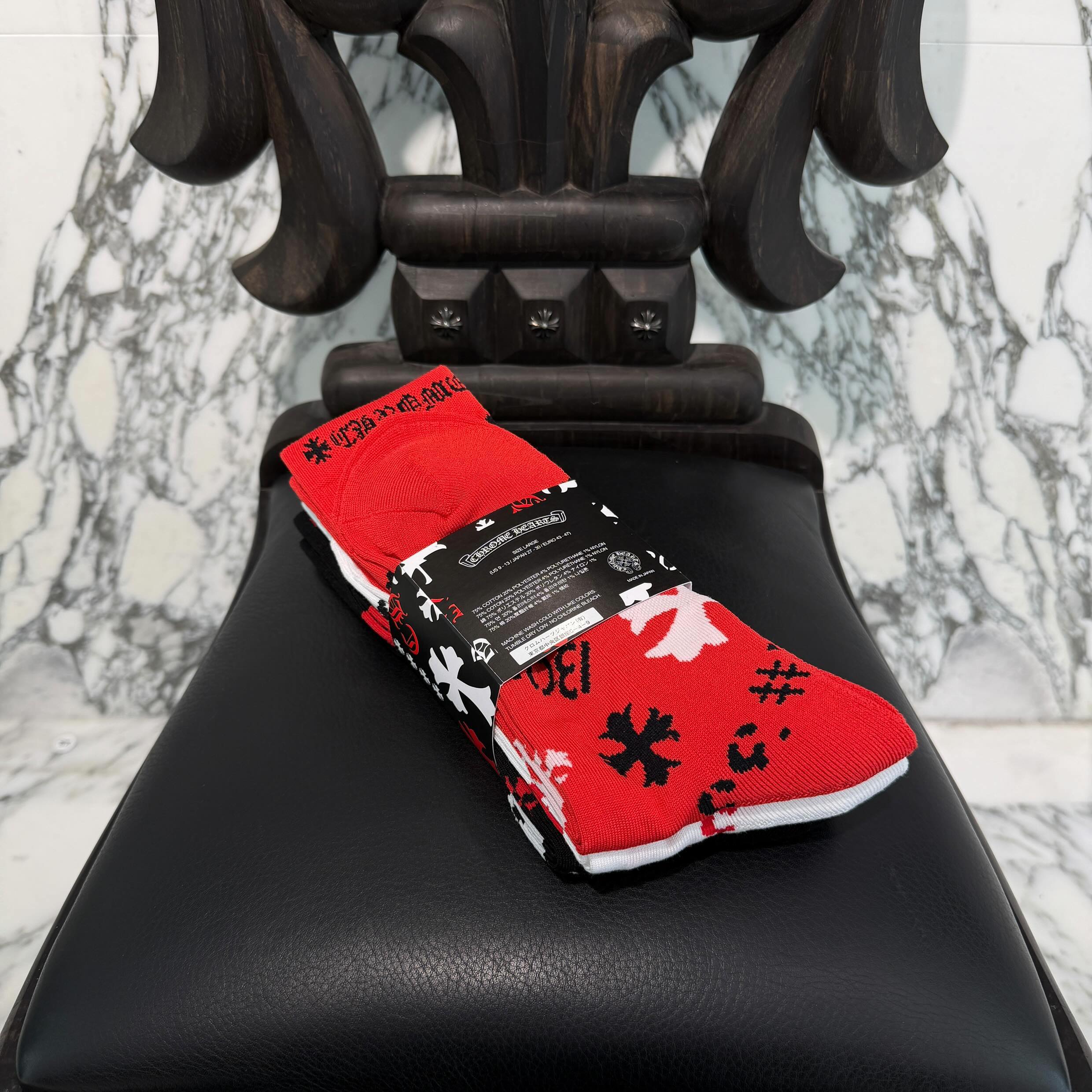 CHROME HEARTS Stencil Multi Logo Socks x3 Size L(JP27-30) クロムハーツ ステンシル マルチロゴ ソックス 靴下 サイズL(JP27-30)