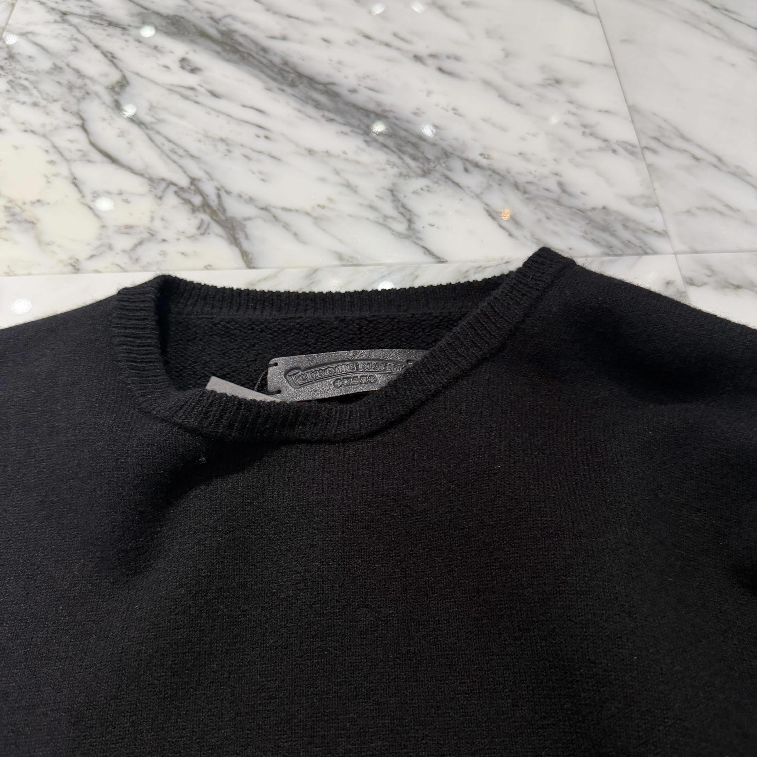 CHROME HEARTS Y NOT Floral Cross Embroidery Crew Neck Cashmere Knit Sweater Size L クロムハーツ ワイノット フローラルクロス刺繍 クルーネック カシミヤニットセーター サイズL