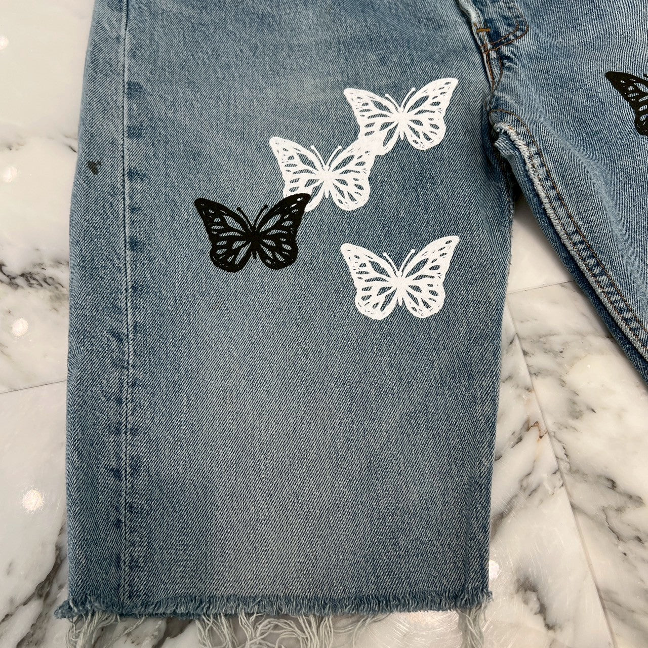 ABOUT DREAMS Butterfly Denim Shorts Size W32 × L30 アバウトドリームズ バタフライ デニムショーツ サイズ W32 × L30
