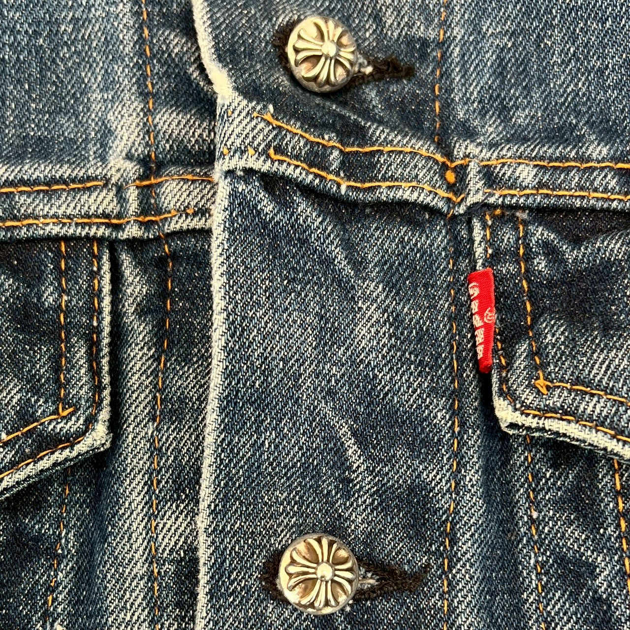 CHROME HEARTS × Levi's Body VNTG Cross Ball Denim Jacket Size S クロムハーツ × リーバイスボディ ヴィンテージ クロスボール デニムジャケット サイズS