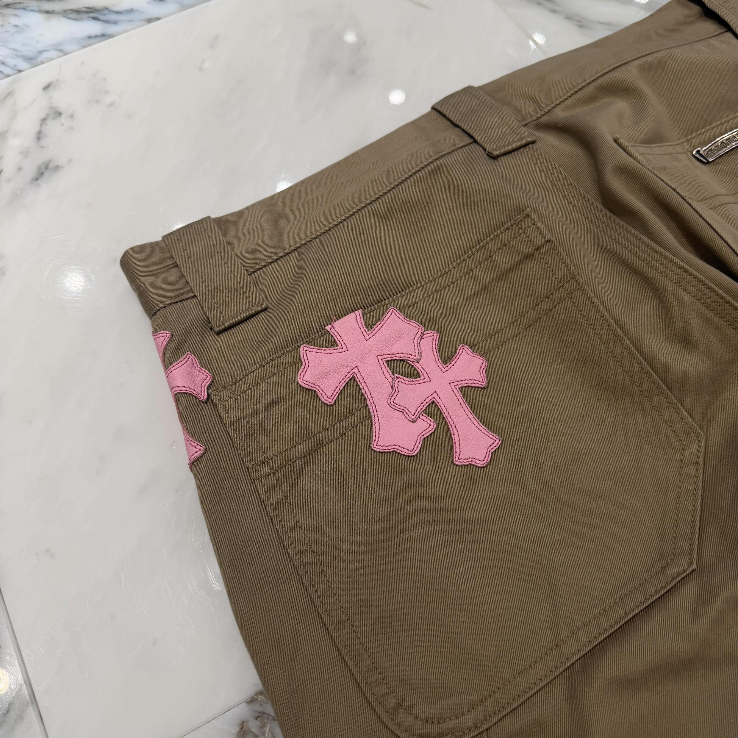 CHROME HEARTS Multi Leather Patch Carpenter Cross Ball Button Denim Pants Size 33 クロムハーツ マルチレザーパッチ カーペンター クロスボールボタン デニムパンツ サイズ33
