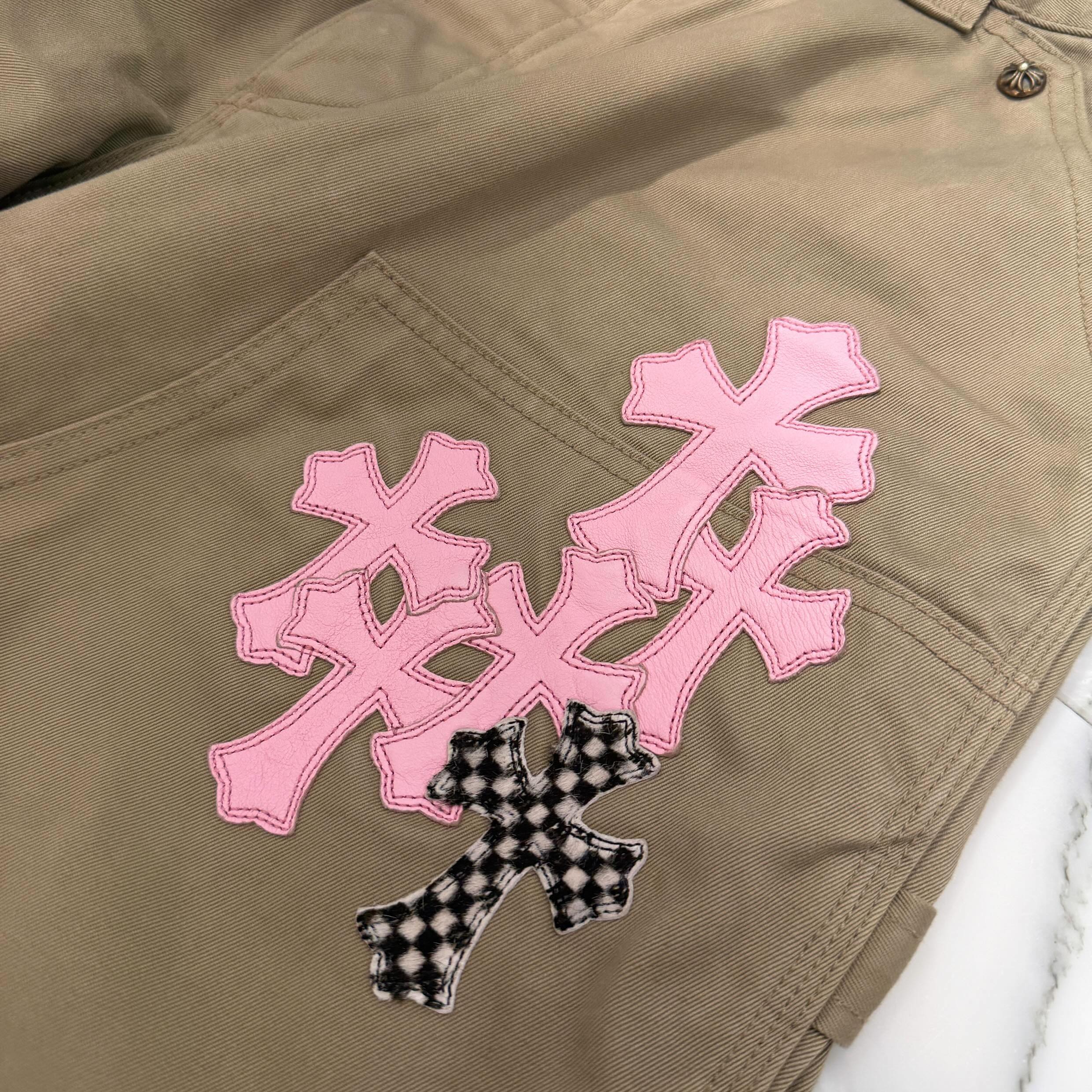 CHROME HEARTS Multi Leather Patch Carpenter Cross Ball Button Denim Pants Size 33 クロムハーツ マルチレザーパッチ カーペンター クロスボールボタン デニムパンツ サイズ33
