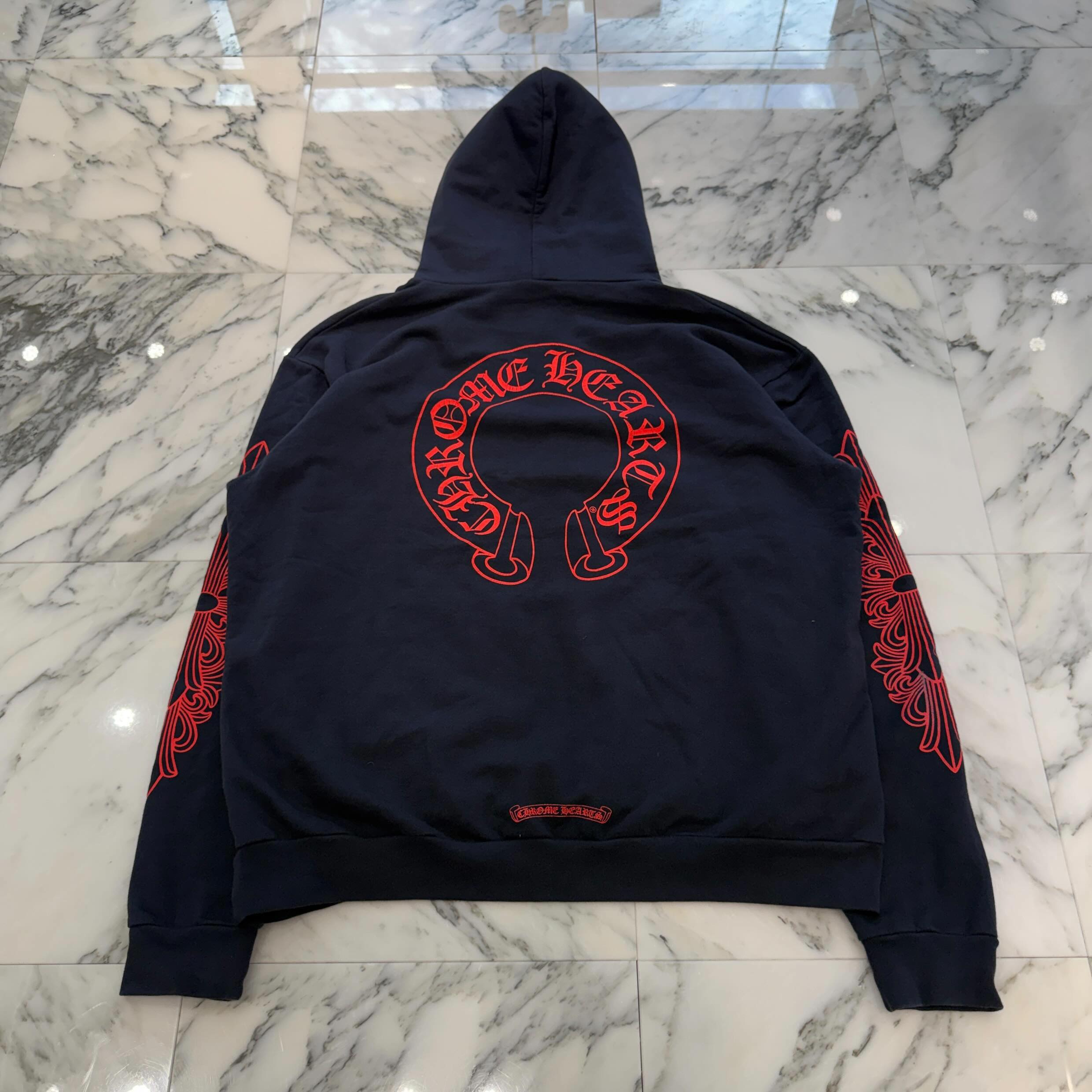 CHROME HEARTS 2025SS Floral Cross Horseshoe Pullover Hoodie Size XL クロムハーツ フローラルクロス ホースシュー プルオーバーフーディーサイズXL