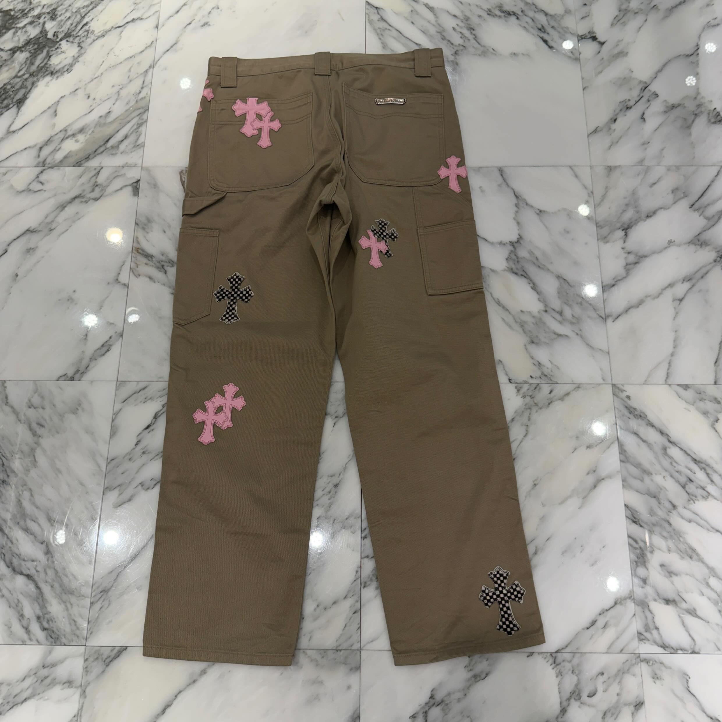 CHROME HEARTS Multi Leather Patch Carpenter Cross Ball Button Denim Pants Size 33 クロムハーツ マルチレザーパッチ カーペンター クロスボールボタン デニムパンツ サイズ33