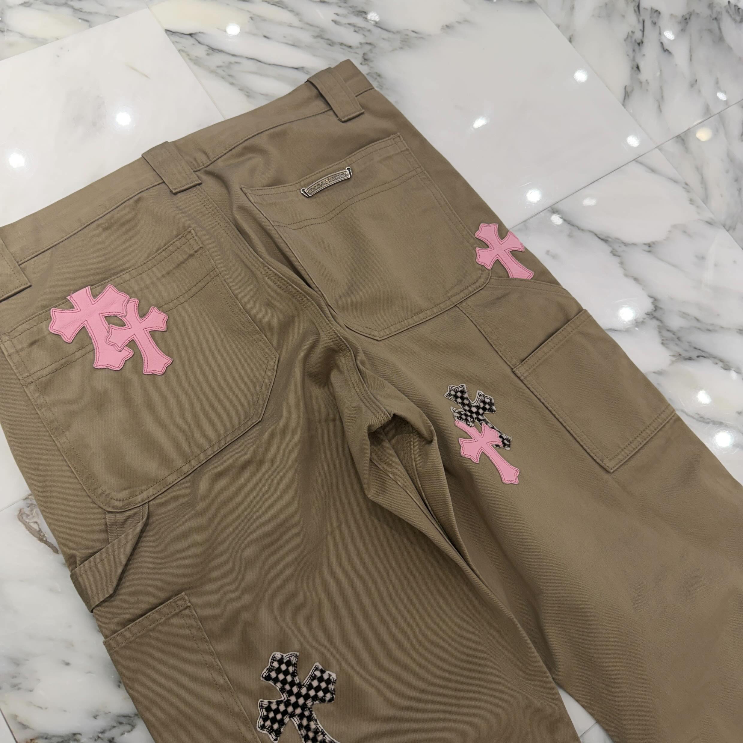CHROME HEARTS Multi Leather Patch Carpenter Cross Ball Button Denim Pants Size 33 クロムハーツ マルチレザーパッチ カーペンター クロスボールボタン デニムパンツ サイズ33