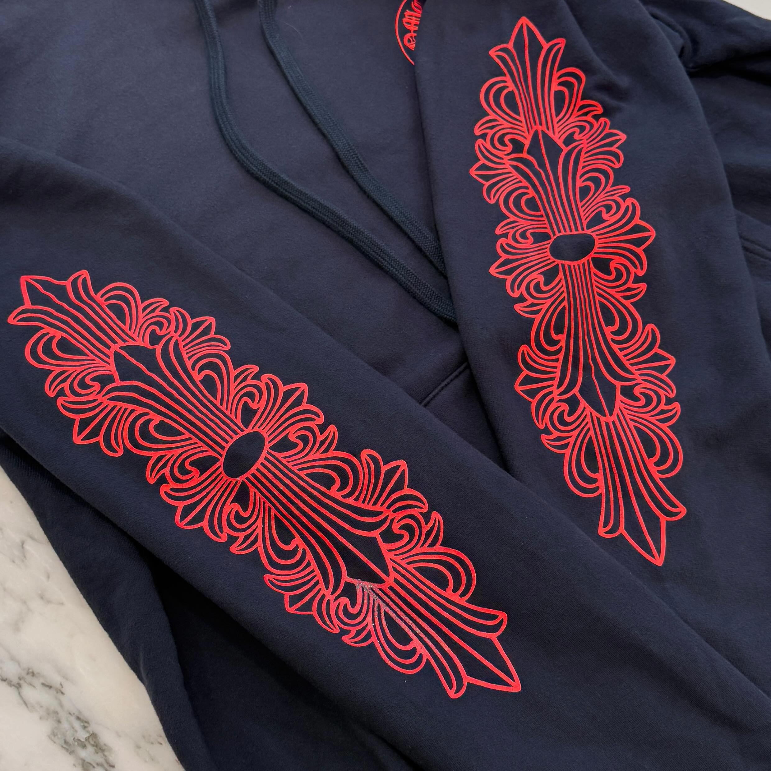 CHROME HEARTS 2025SS Floral Cross Horseshoe Pullover Hoodie Size XL クロムハーツ フローラルクロス ホースシュー プルオーバーフーディーサイズXL