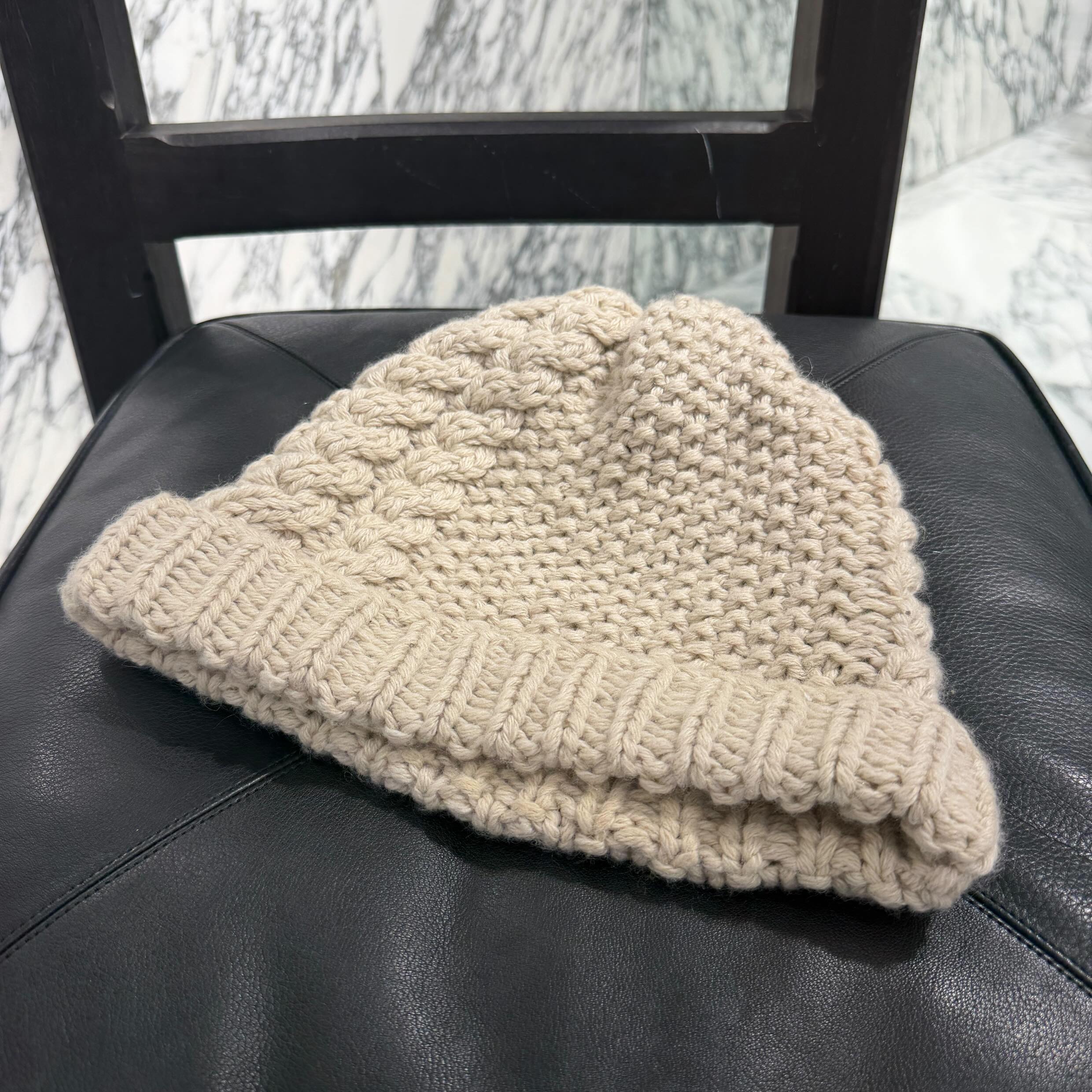 CHROME HEARTS Cross Leather Patch Cashmere Beanie Size ONE SIZE