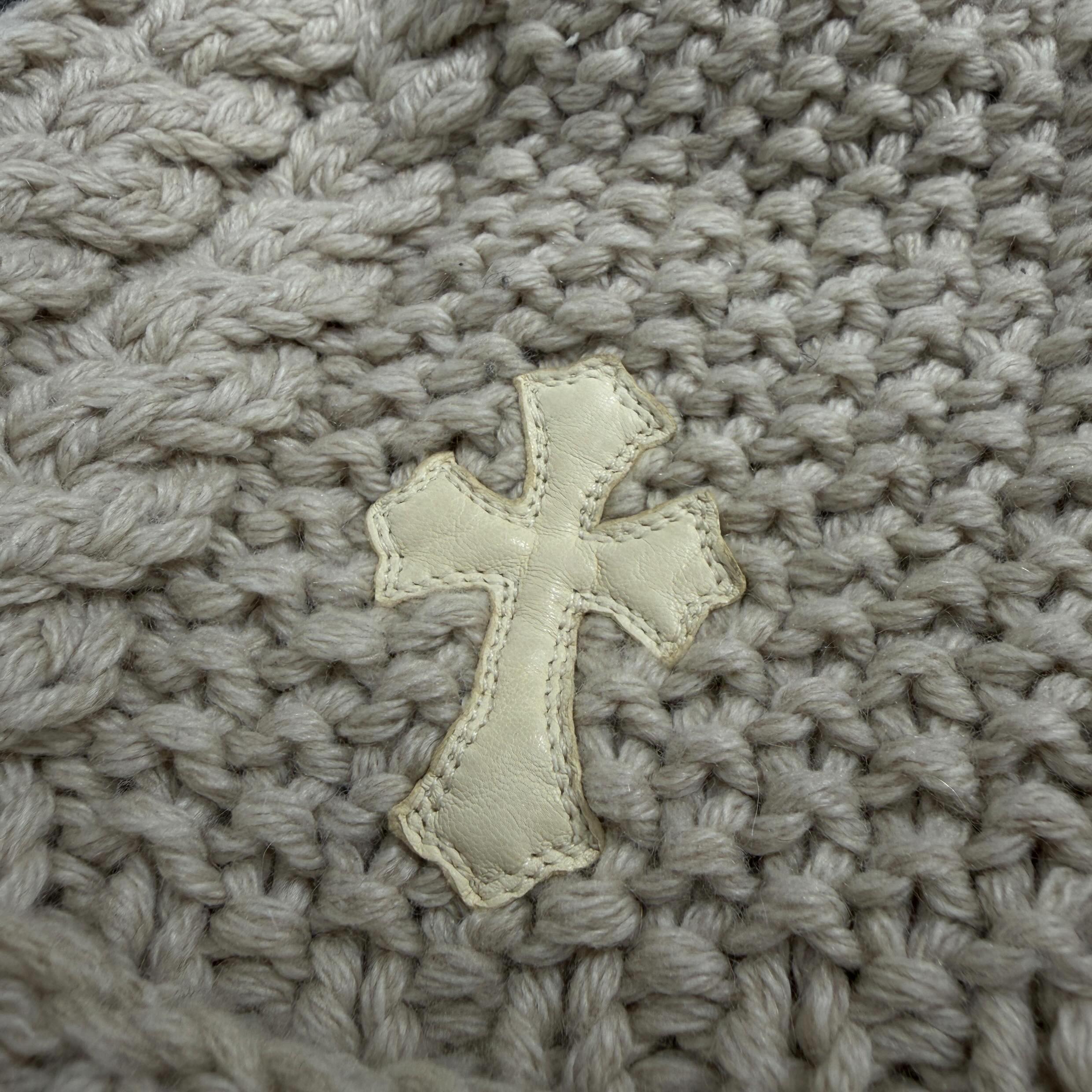 CHROME HEARTS Cross Leather Patch Cashmere Beanie Size ONE SIZE