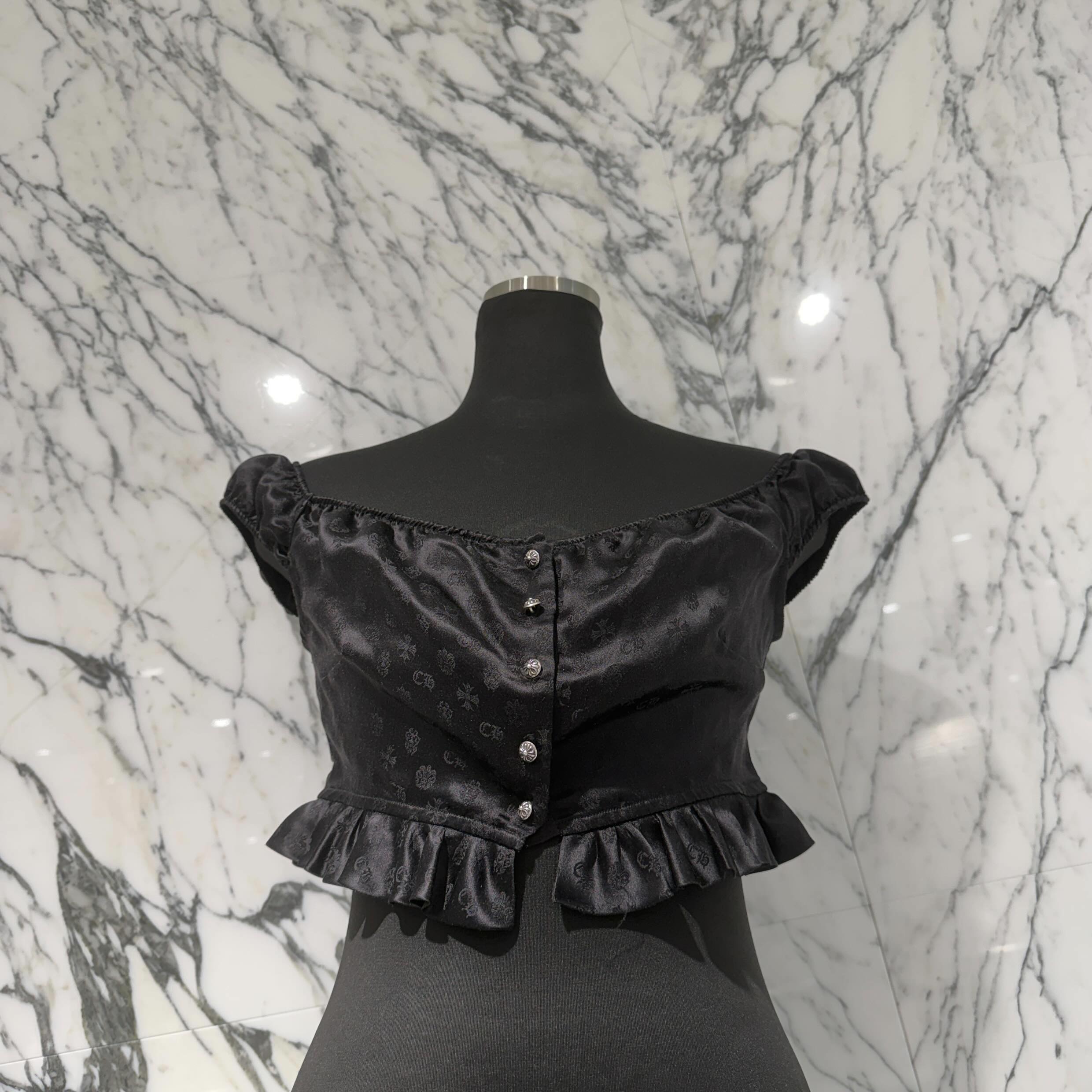 CHROME HEARTS Frill Lace Off Shoulder Blouse Size S クロムハーツ フリルレース オフショルダー ブラウス サイズS