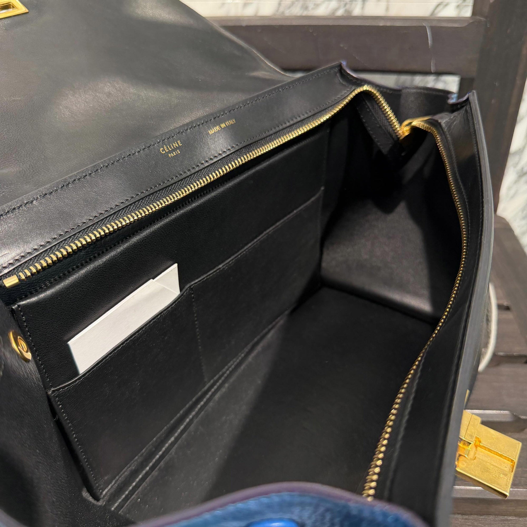 CELINE Trapeze Small Leather Hand Bag セリーヌ トラぺーズ スモール レザー ハンドバッグ