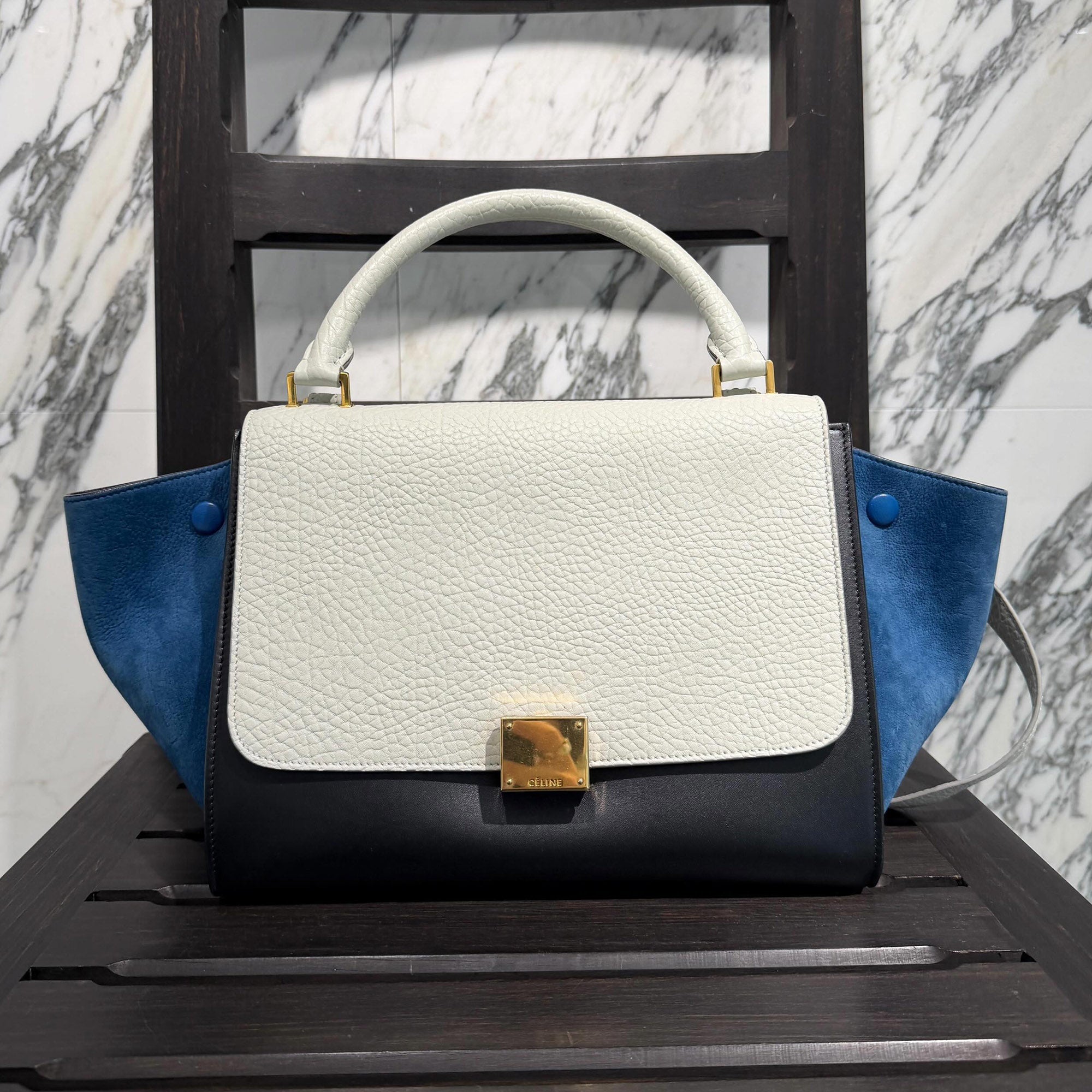 CELINE Trapeze Small Leather Hand Bag セリーヌ トラぺーズ スモール レザー ハンドバッグ