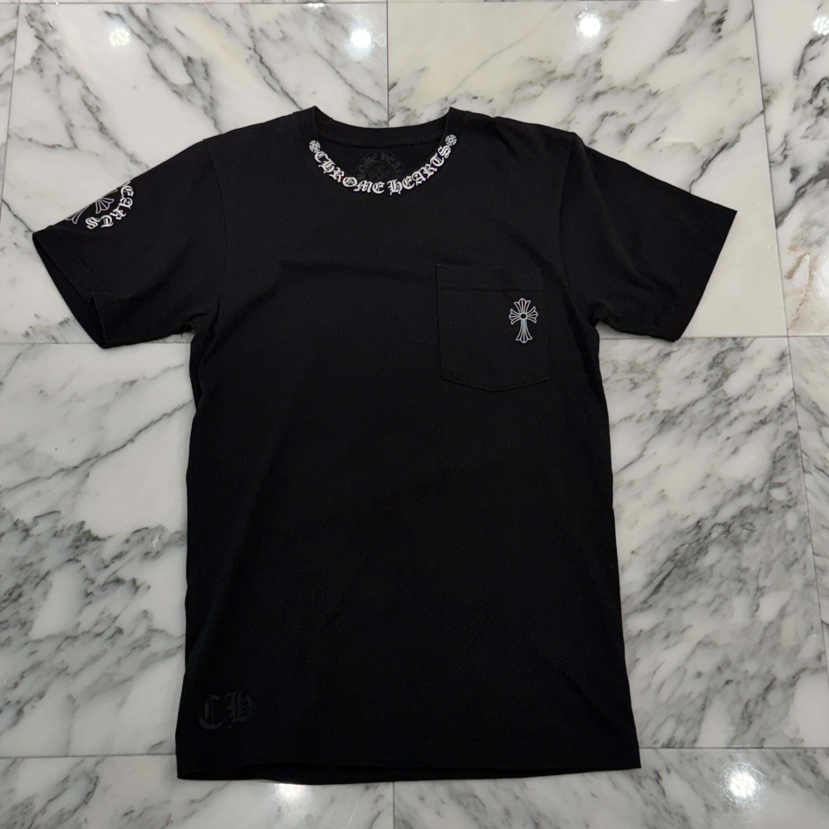 CHROME HEARTS Neck Logo Back Cross Tee Size S クロムハーツ ネックロゴ バッククロス Tシャツ サイズS