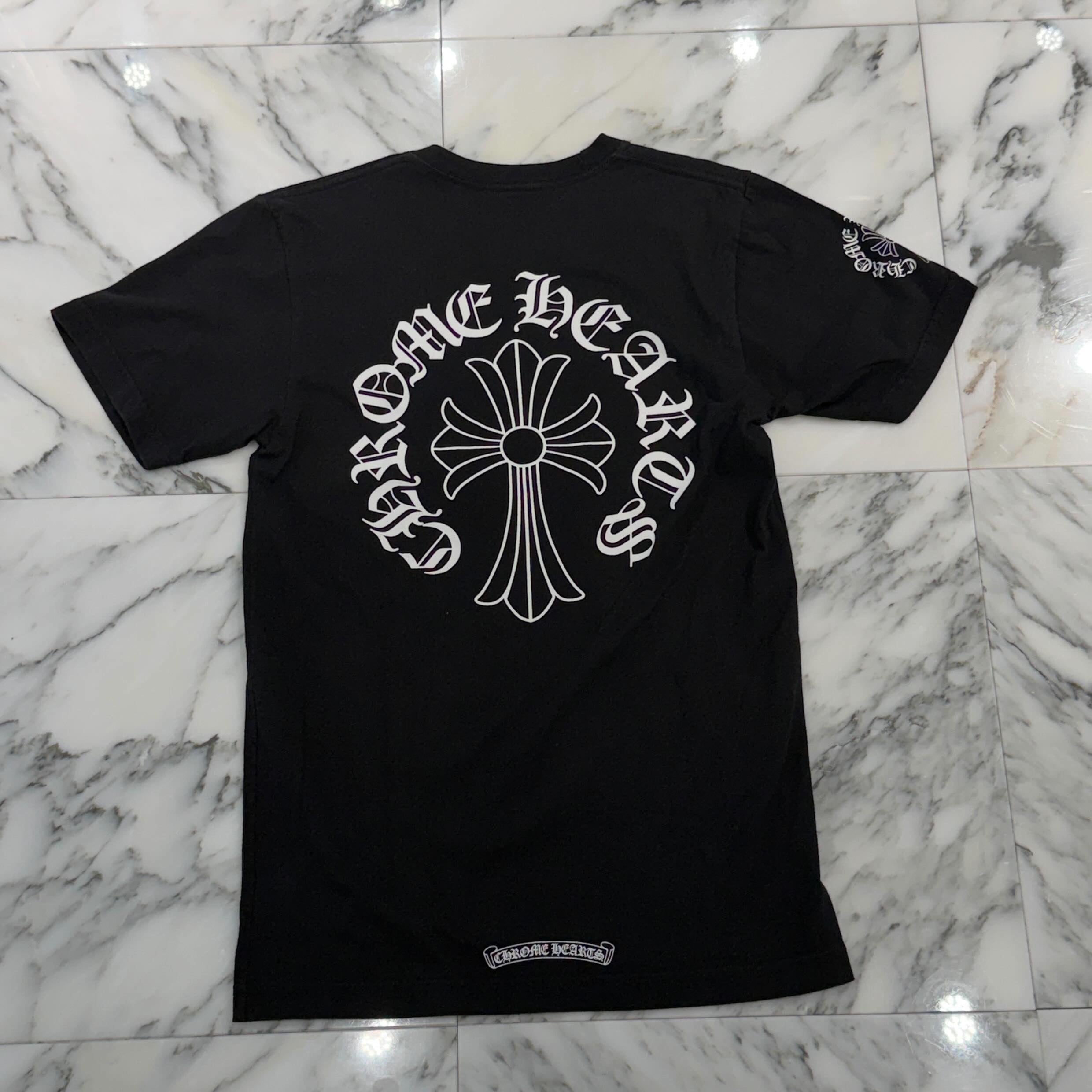 CHROME HEARTS Neck Logo Back Cross Tee Size S クロムハーツ ネックロゴ バッククロス Tシャツ サイズS