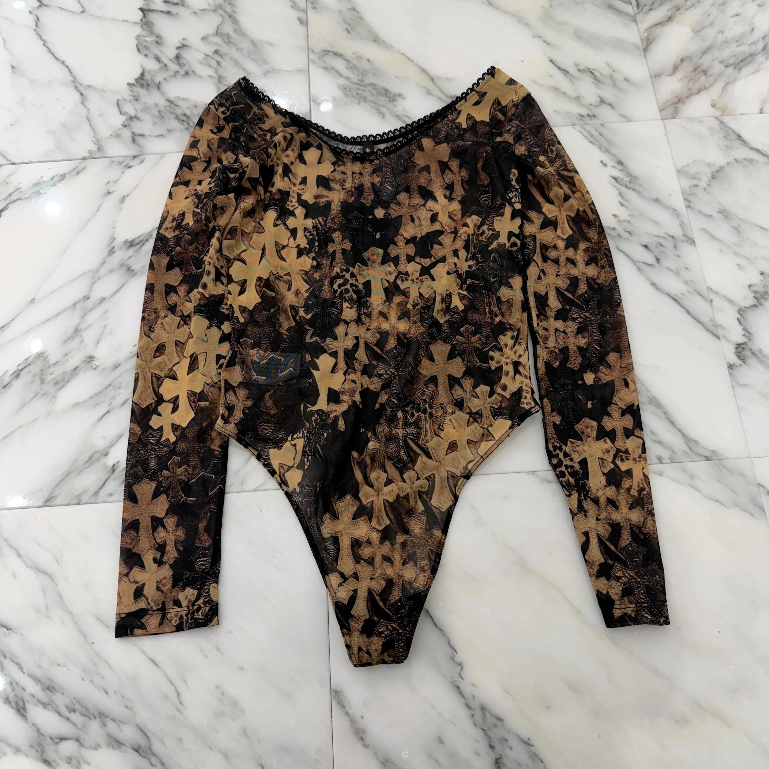 CHROME HEARTS Cemetery Cross Mesh Lace Swim Wear Size S クロムハーツ セメタリークロス メッシュ レース スイムウェア サイズS