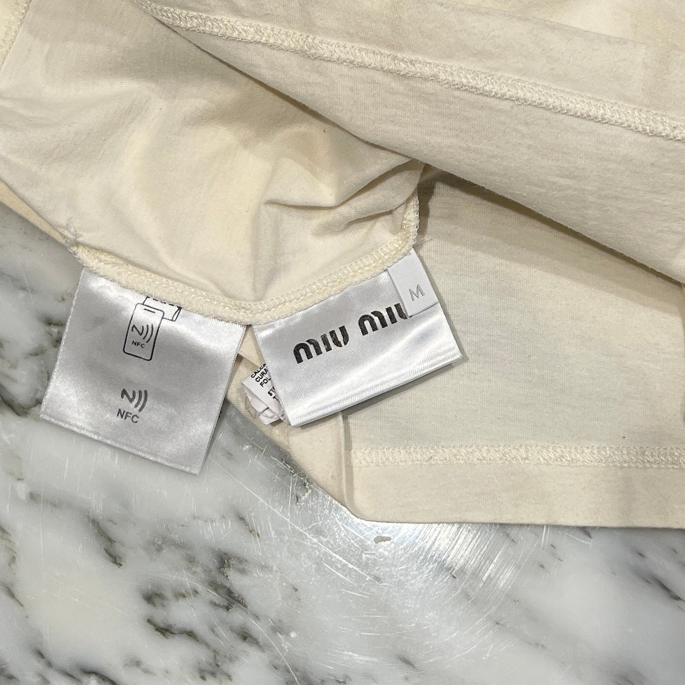 MIU MIU 2024AW Embroidery Cotton Jersey Cropped Tee MJN483 S000 15AX Size M ミュウミュウ エンロゴ刺繍コットンジャージー クロップド Tシャツ サイズM