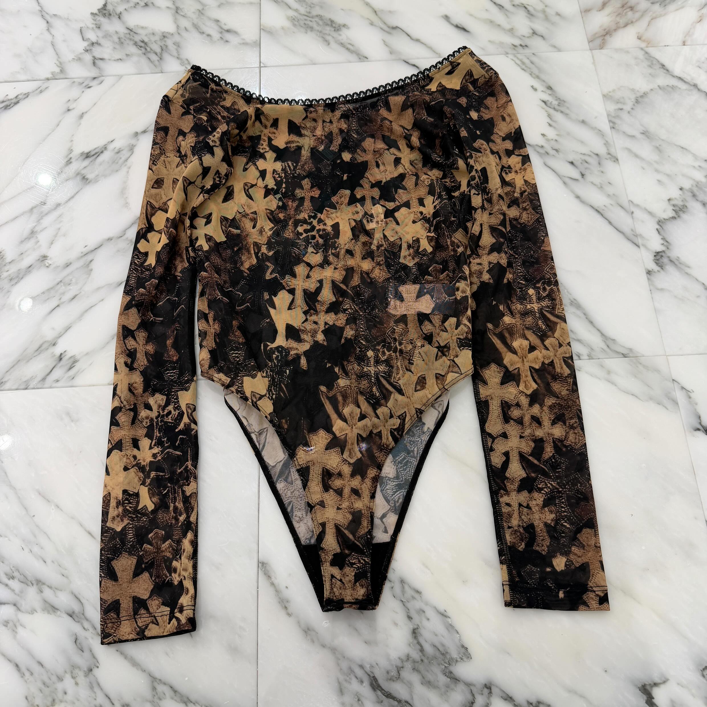 CHROME HEARTS Cemetery Cross Mesh Lace Swim Wear Size S クロムハーツ セメタリークロス メッシュ レース スイムウェア サイズS