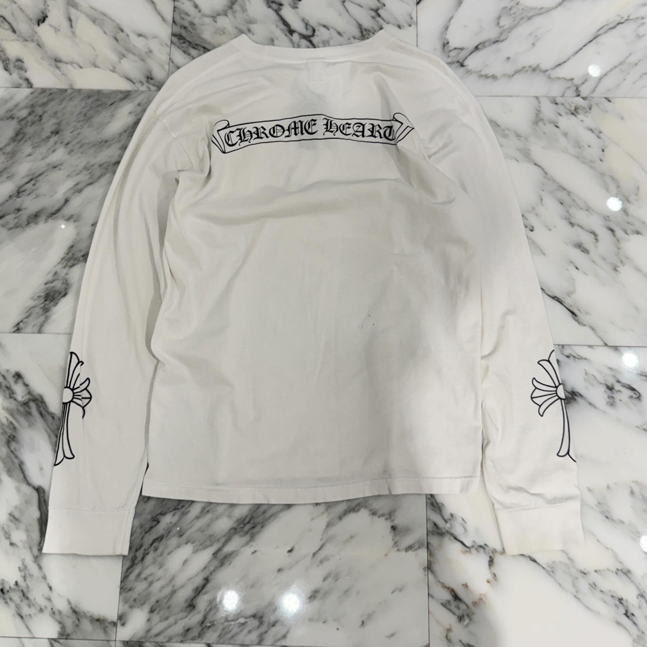 CHROME HEARTS Back Scroll Sleeve CH Cross Print Long Sleeve Tee Size L クロムハーツ バックスクロール 袖CHクロス ロングスリーブ Tシャツ サイズL