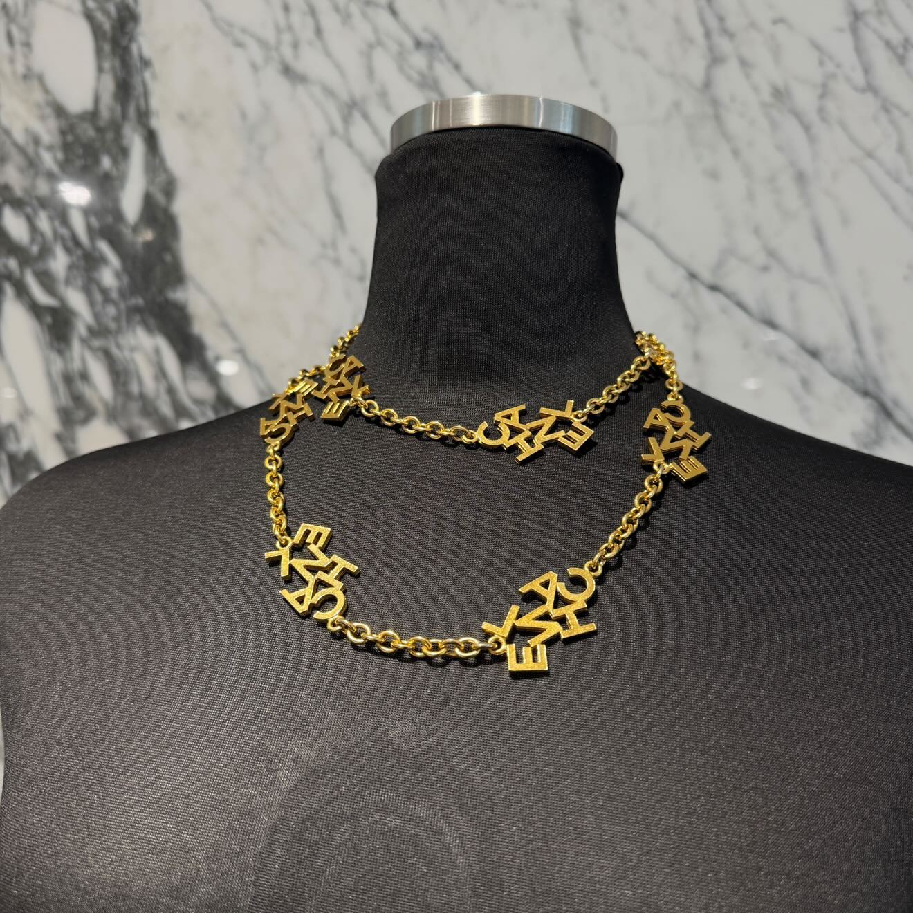 CHANEL Alphabet Logo Charm Long Necklace シャネル アルファベット