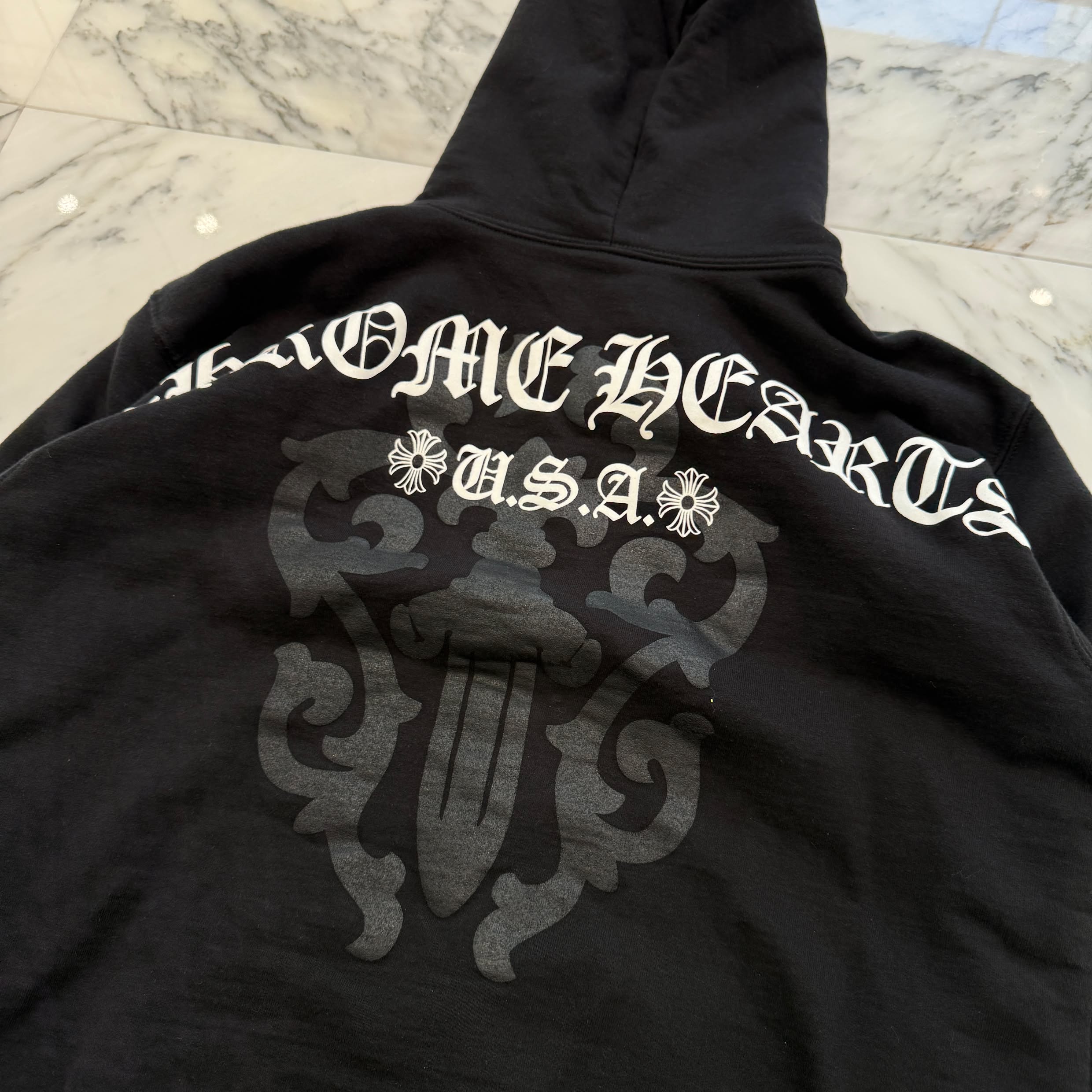 CHROME HEARTS Vine Dagger Back Arch USA Zip Up Hoodie Size L クロムハーツ ヴァインダガー バックアーチ USA ジップアップ フーディ サイズL