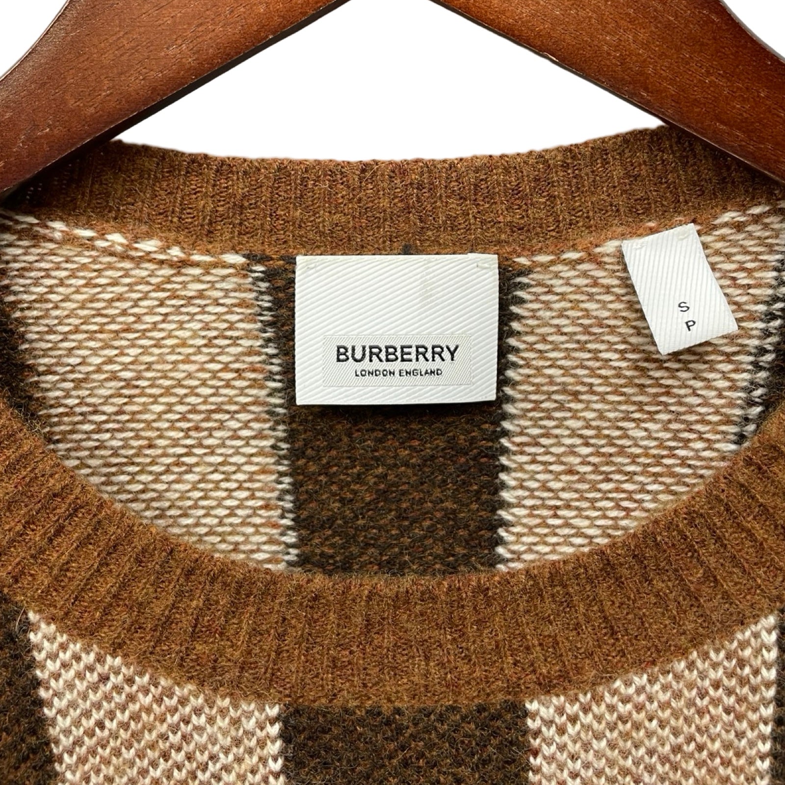 BURBERRY Checked Wool Cashmere Sweater 8048444 Size S