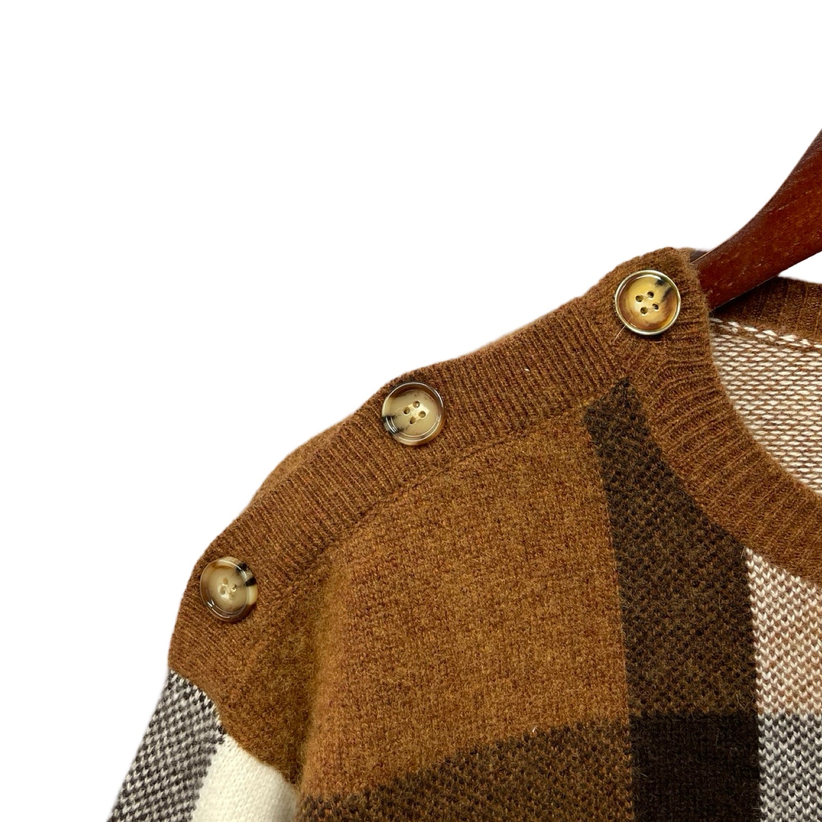 BURBERRY Checked Wool Cashmere Sweater 8048444 Size S