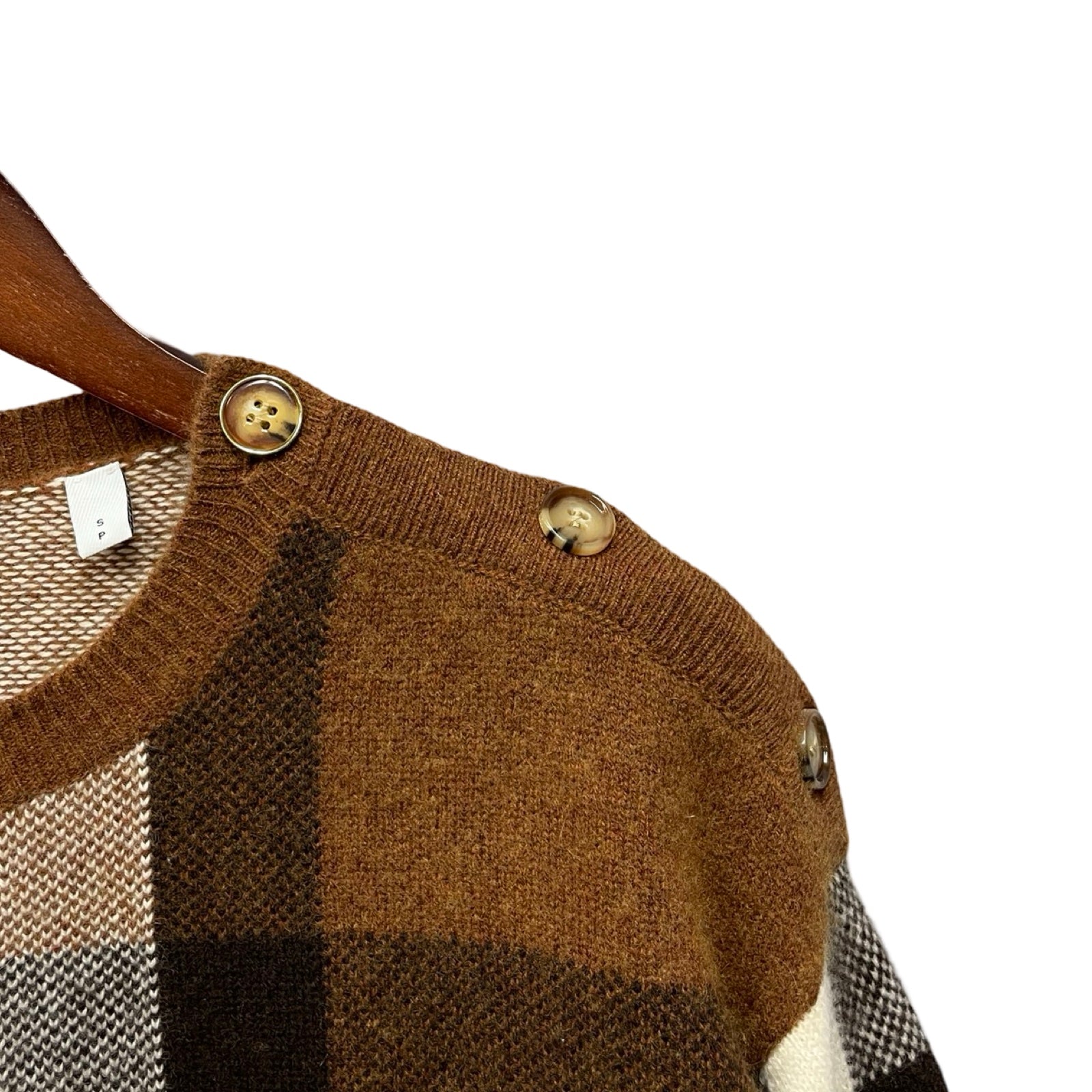 BURBERRY Checked Wool Cashmere Sweater 8048444 Size S