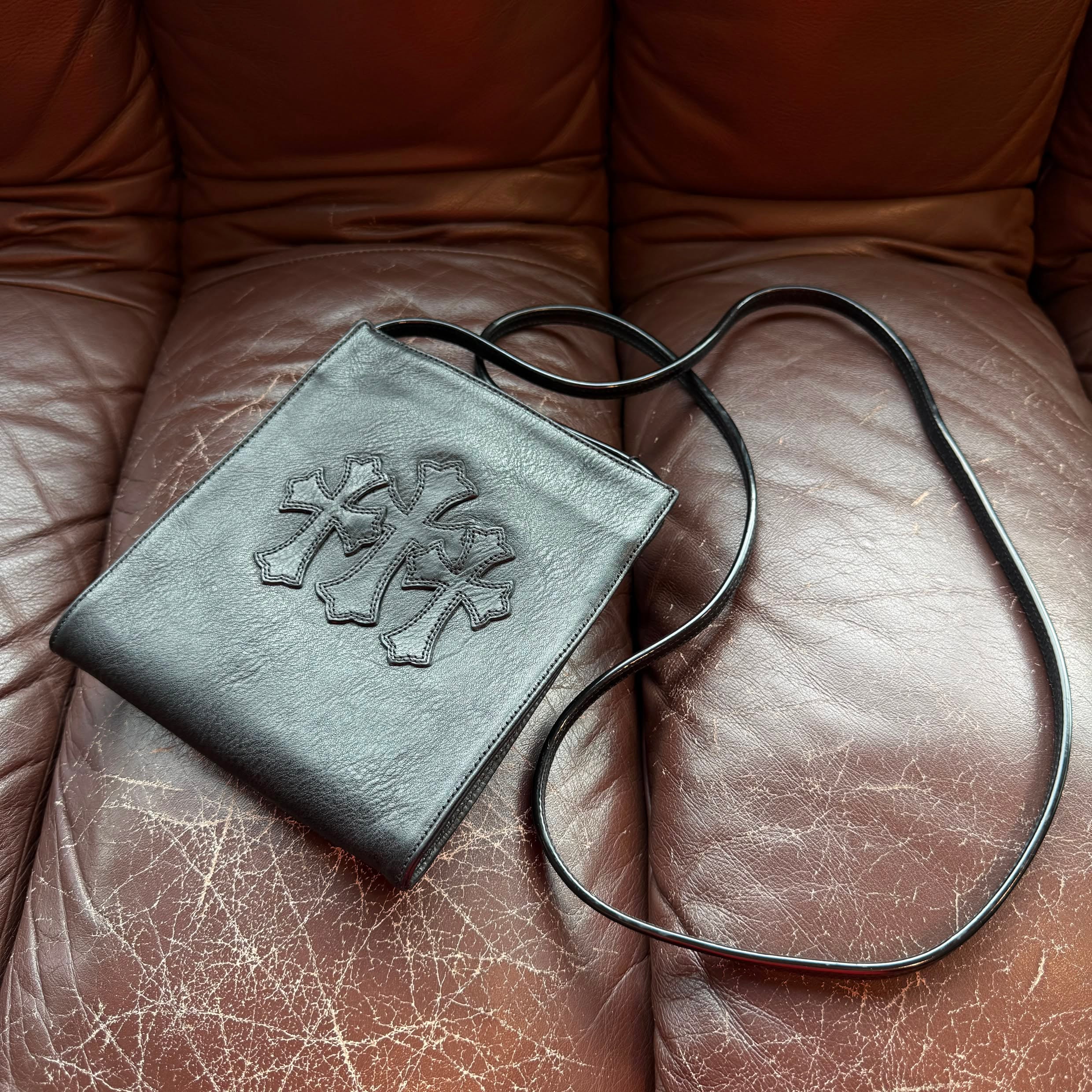 CHROME HEARTS Square Pocket 3 Cemetery Cross Leather Patch