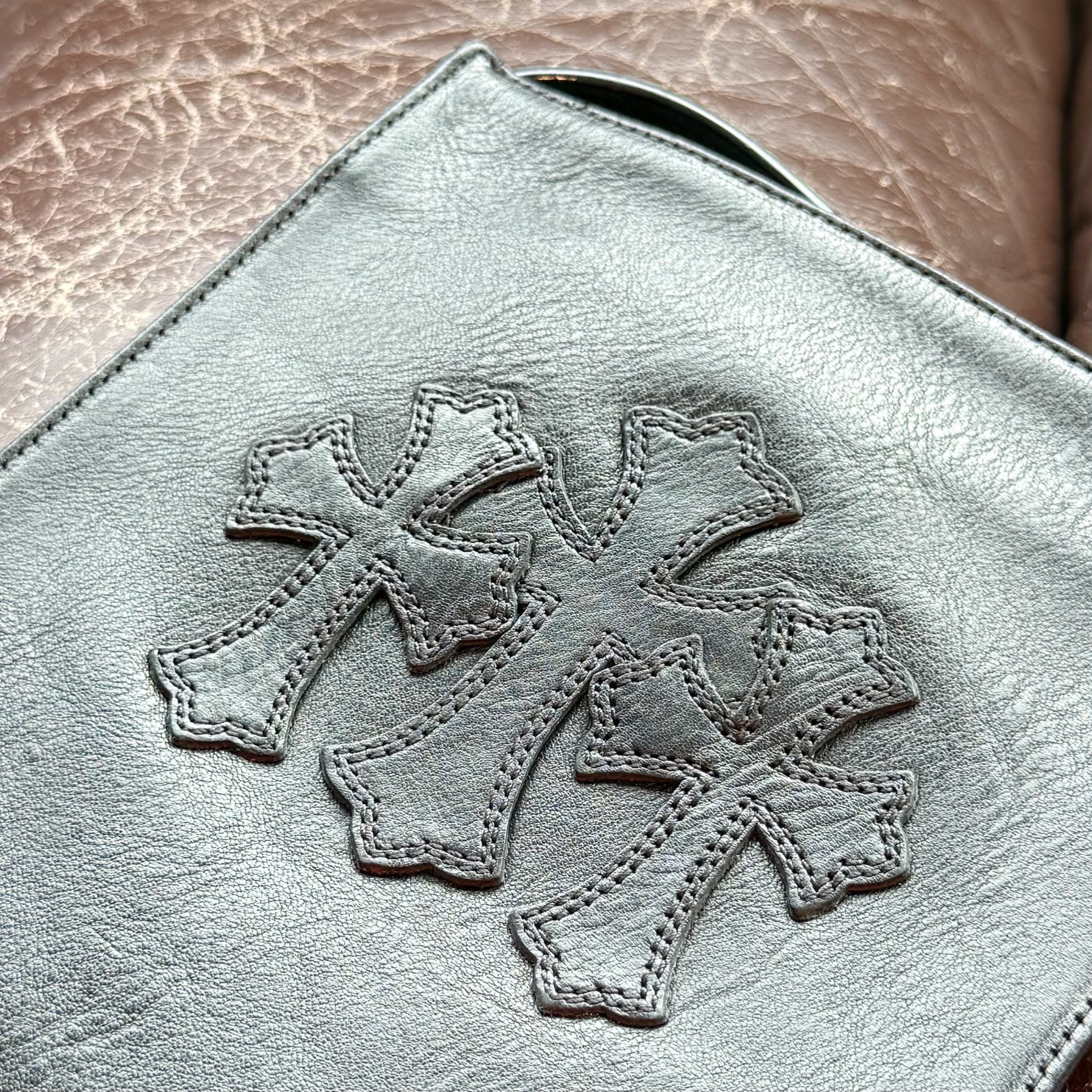 CHROME HEARTS Square Pocket 3 Cemetery Cross Leather Patch Shoulder Bag クロムハーツ スクエアポケット 3セメタリークロス レザーパッチ ショルダーバッグ