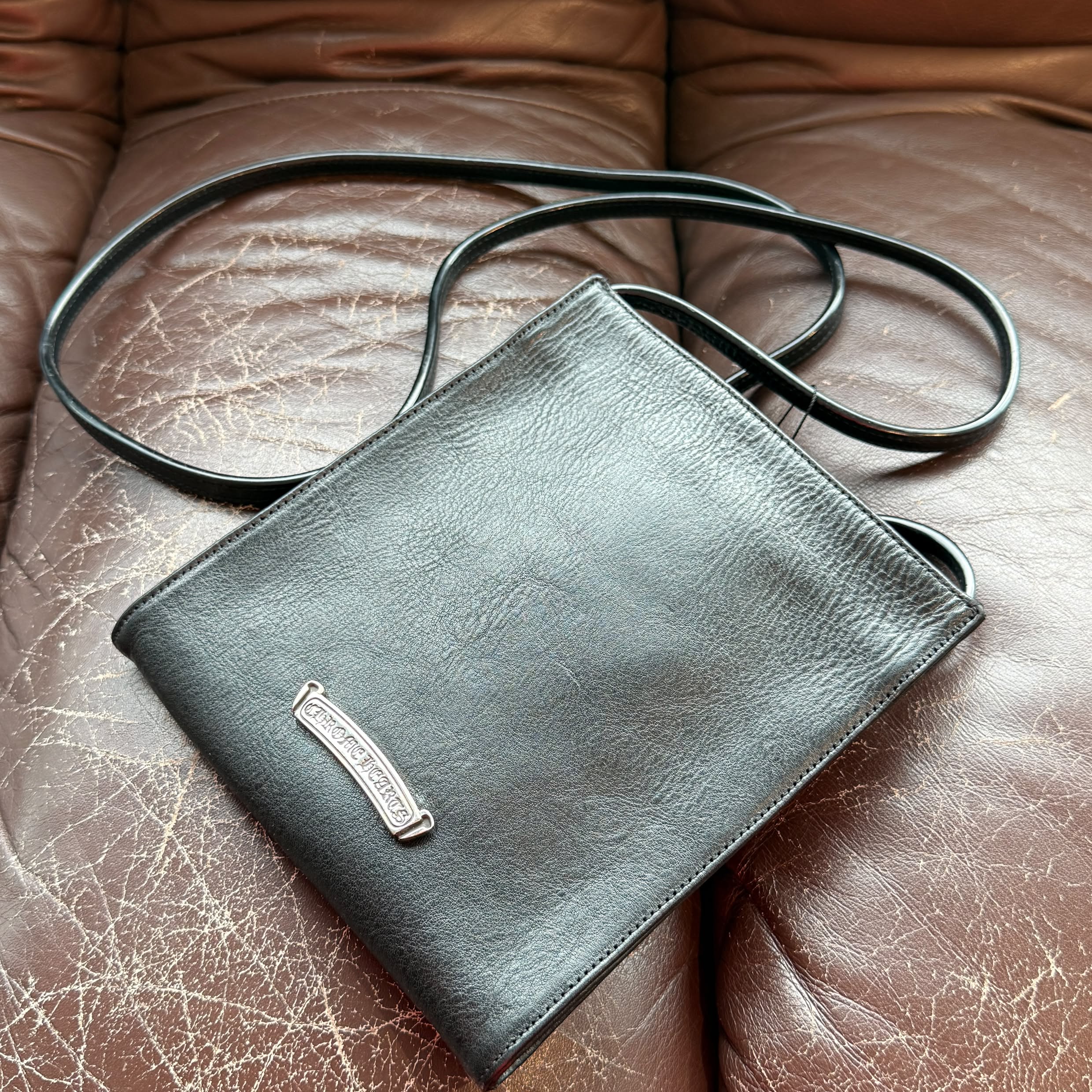 CHROME HEARTS Square Pocket 3 Cemetery Cross Leather Patch Shoulder Bag クロムハーツ スクエアポケット 3セメタリークロス レザーパッチ ショルダーバッグ