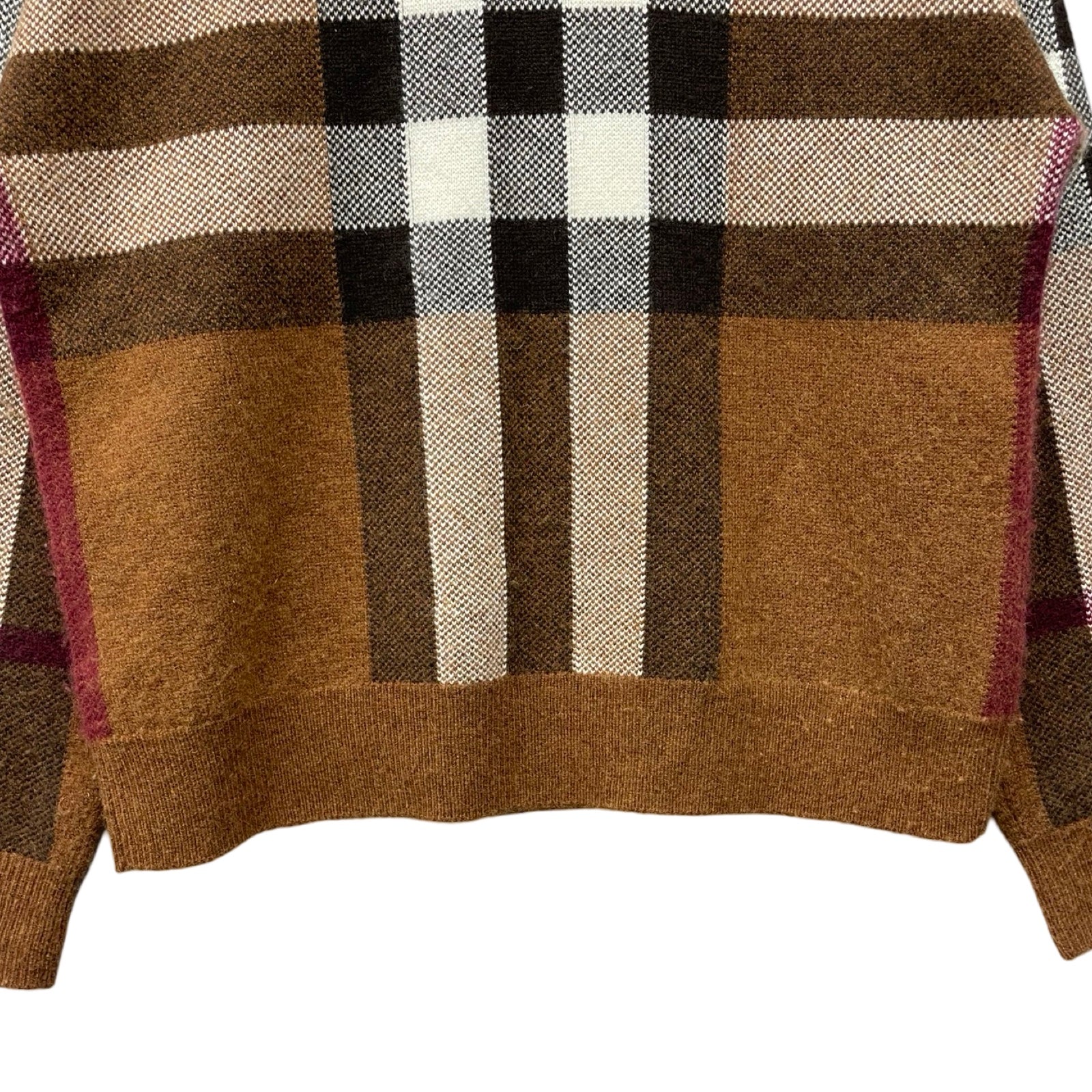 BURBERRY Checked Wool Cashmere Sweater 8048444 Size S
