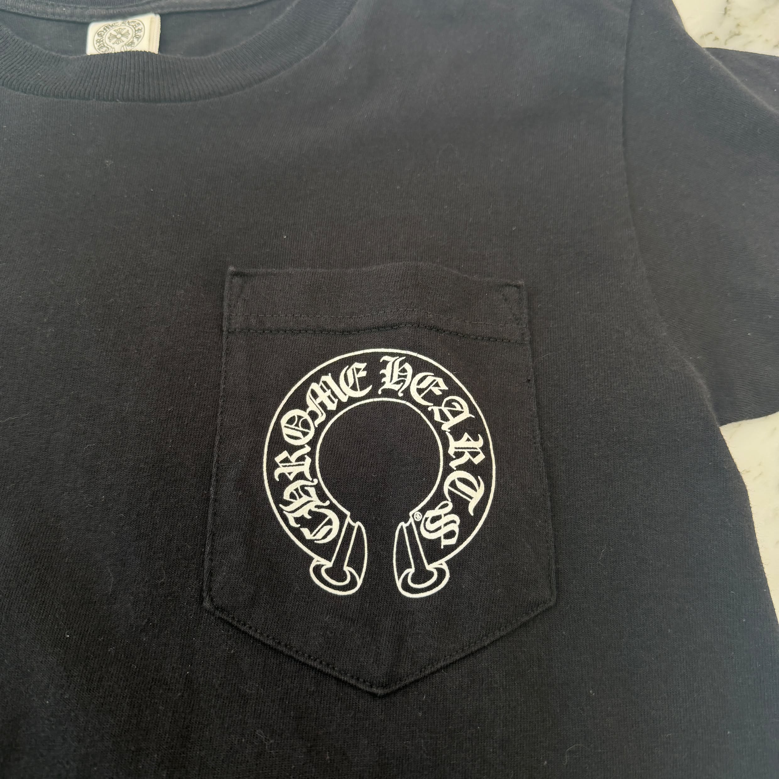 CHROME HEARTS Sleeve CH Cross Back Scroll Tee Size S クロムハーツ