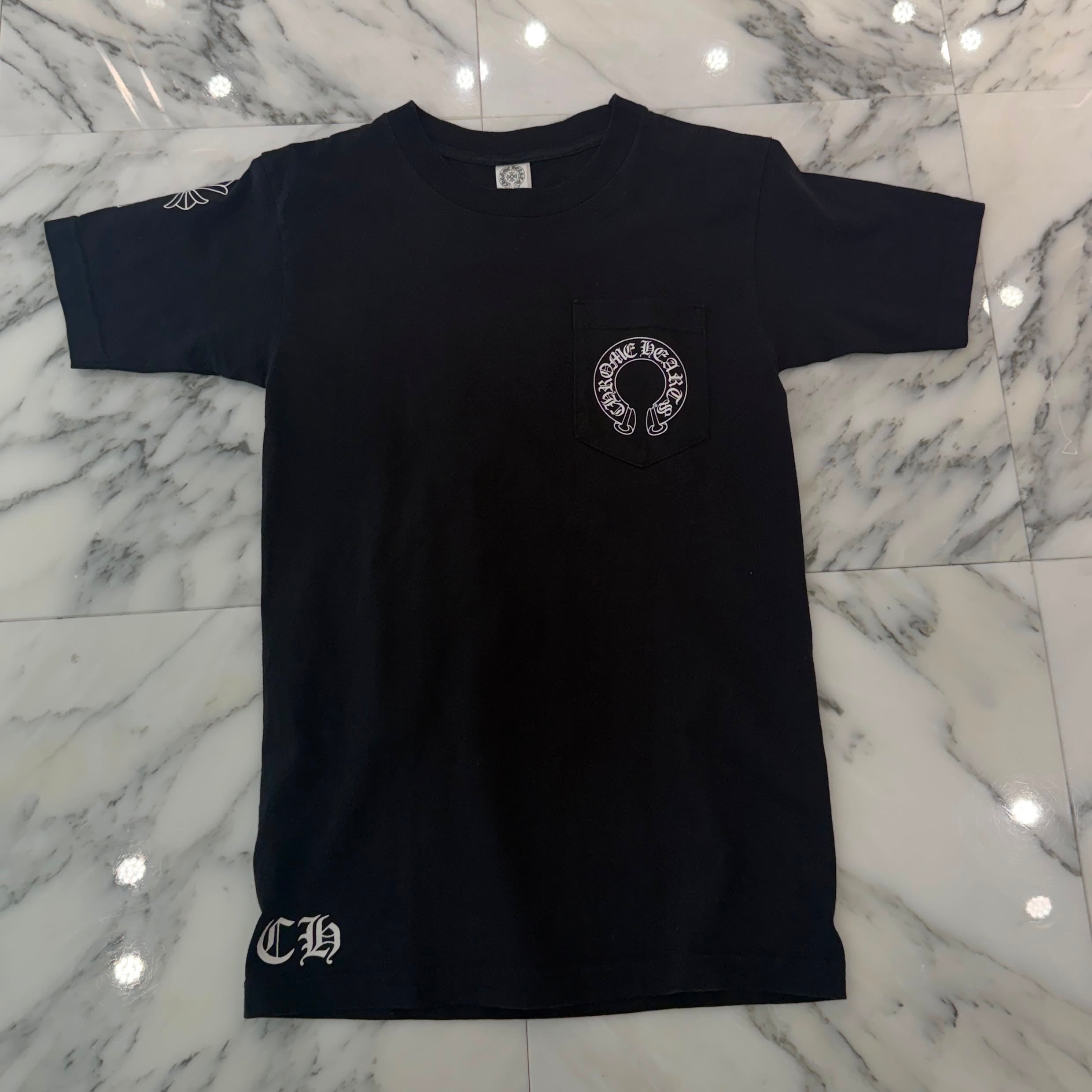 CHROME HEARTS Sleeve CH Cross Back Scroll Tee Size S クロムハーツ 袖CHクロス バックスクロール Tシャツ サイズS