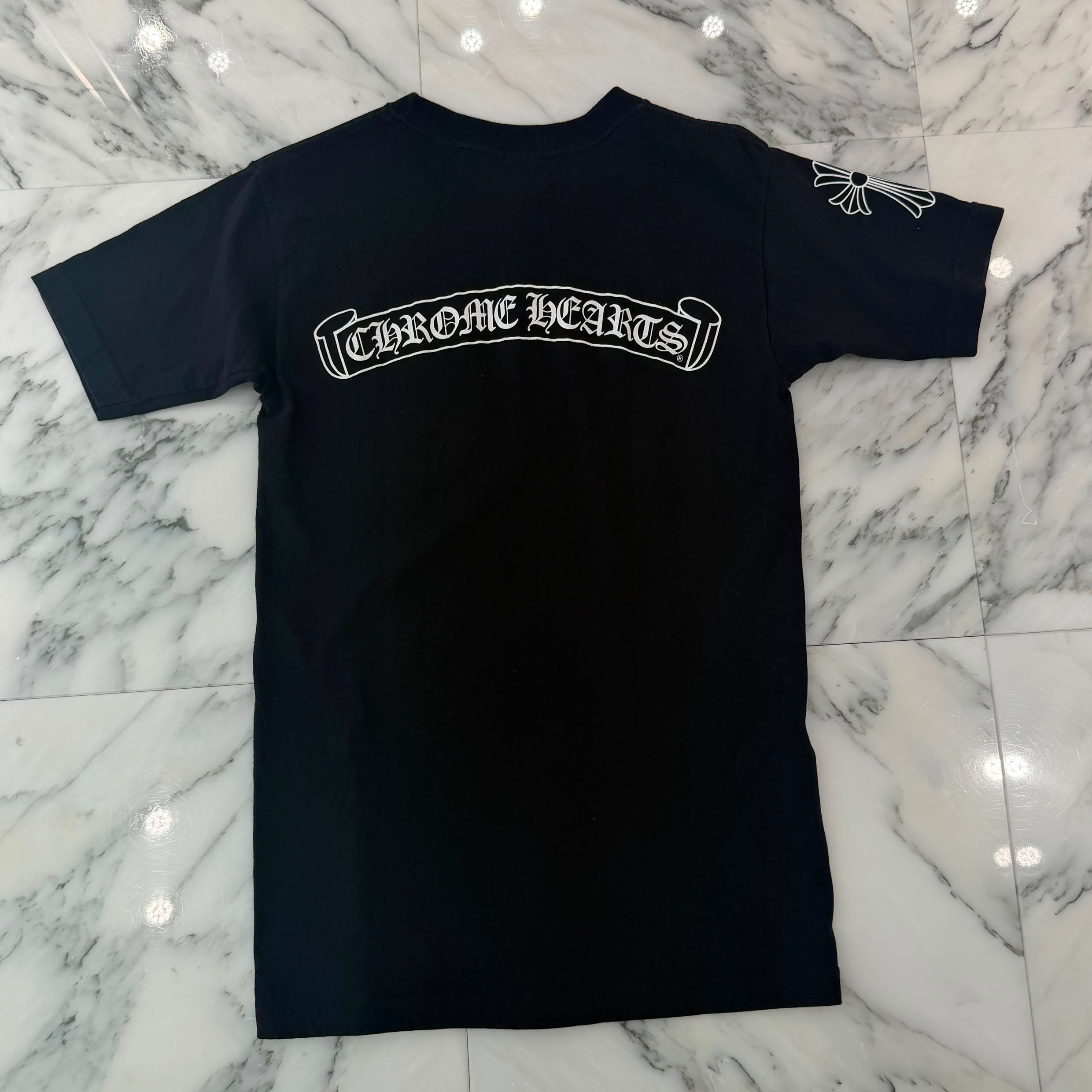 CHROME HEARTS Sleeve CH Cross Back Scroll Tee Size S クロムハーツ 袖CHクロス バックスクロール Tシャツ サイズS