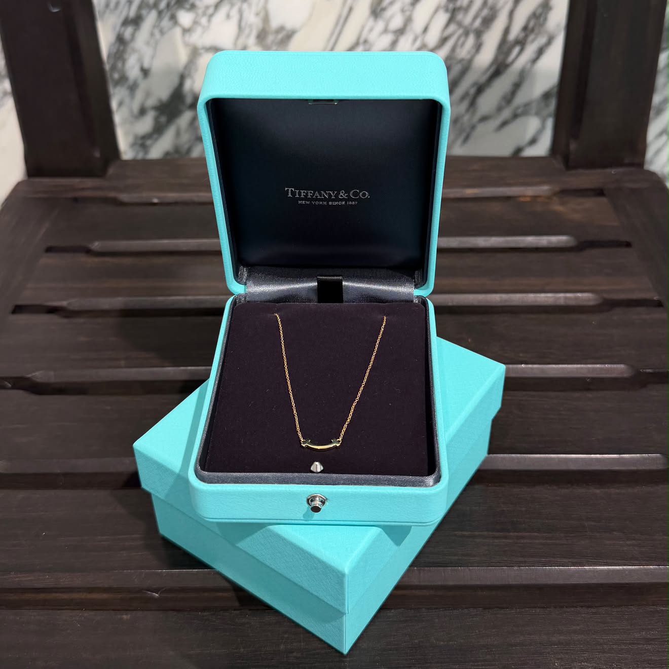 Tiffany Co. 18K YG T Smile Pendant 