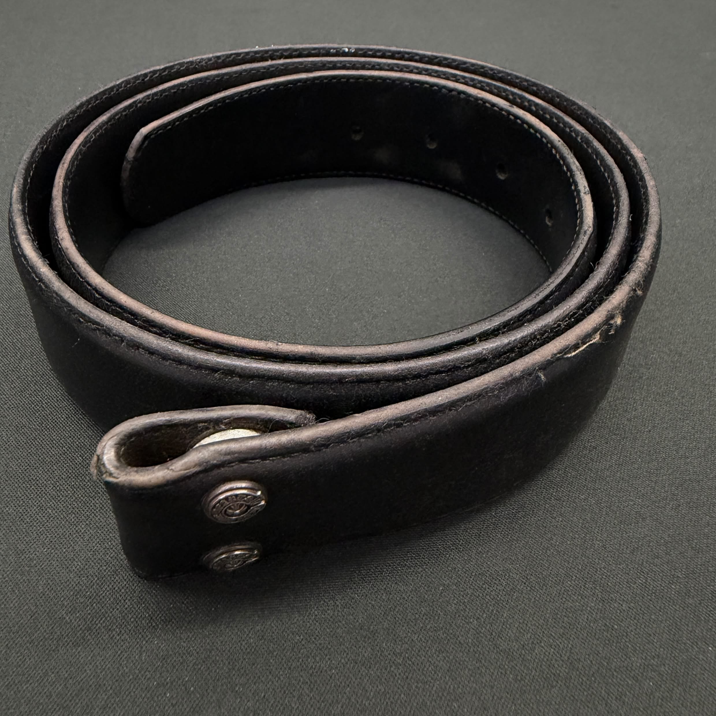 CHROME HEARTS 1.5 STRAP Horseshoe Rivet Leather Belt Size 38 クロムハーツ 1.5ストラップ ホースシューリベット レザーベルト サイズ38