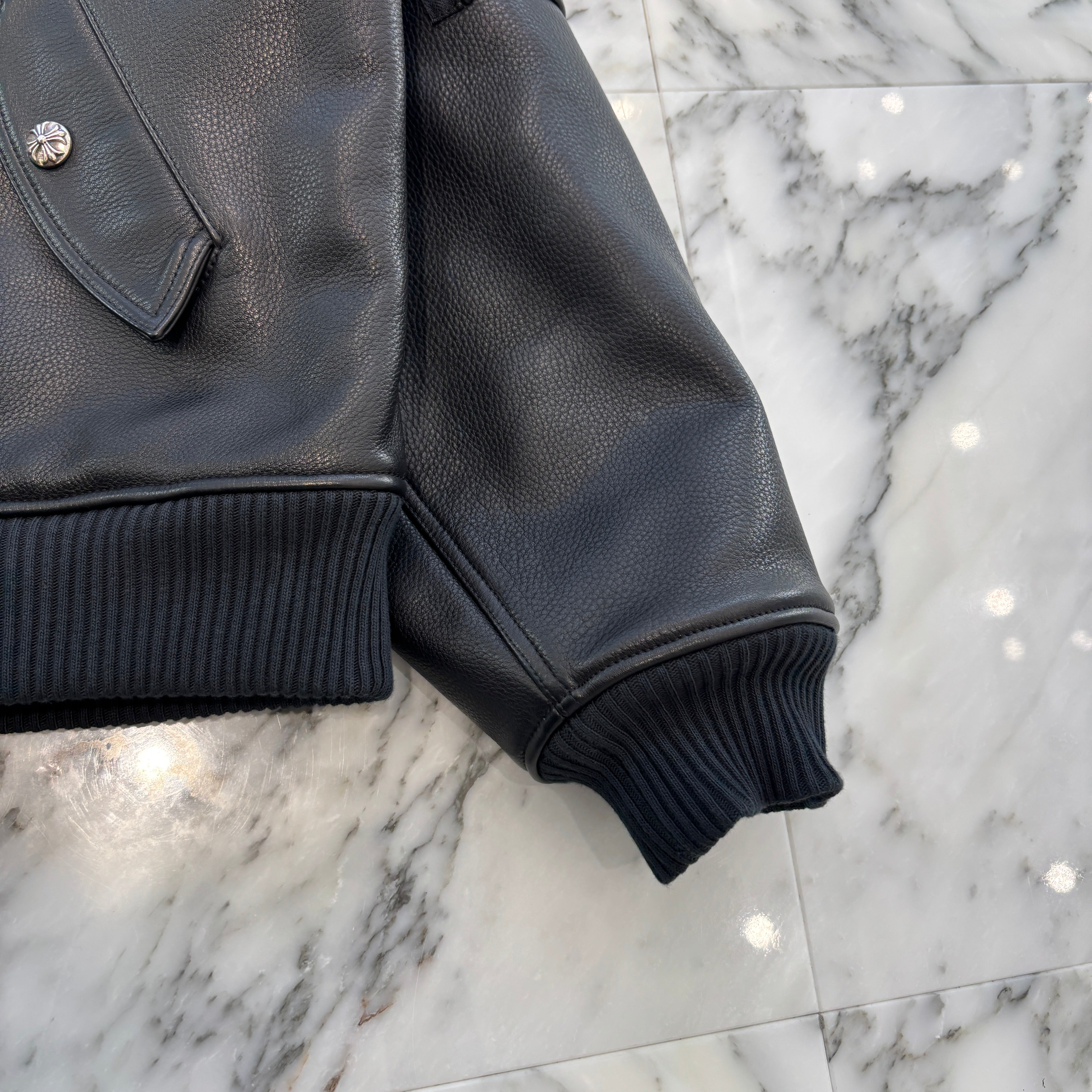 CHROME HEARTS LETTERMAN CH Patch Leather Blouson Jacket Size M