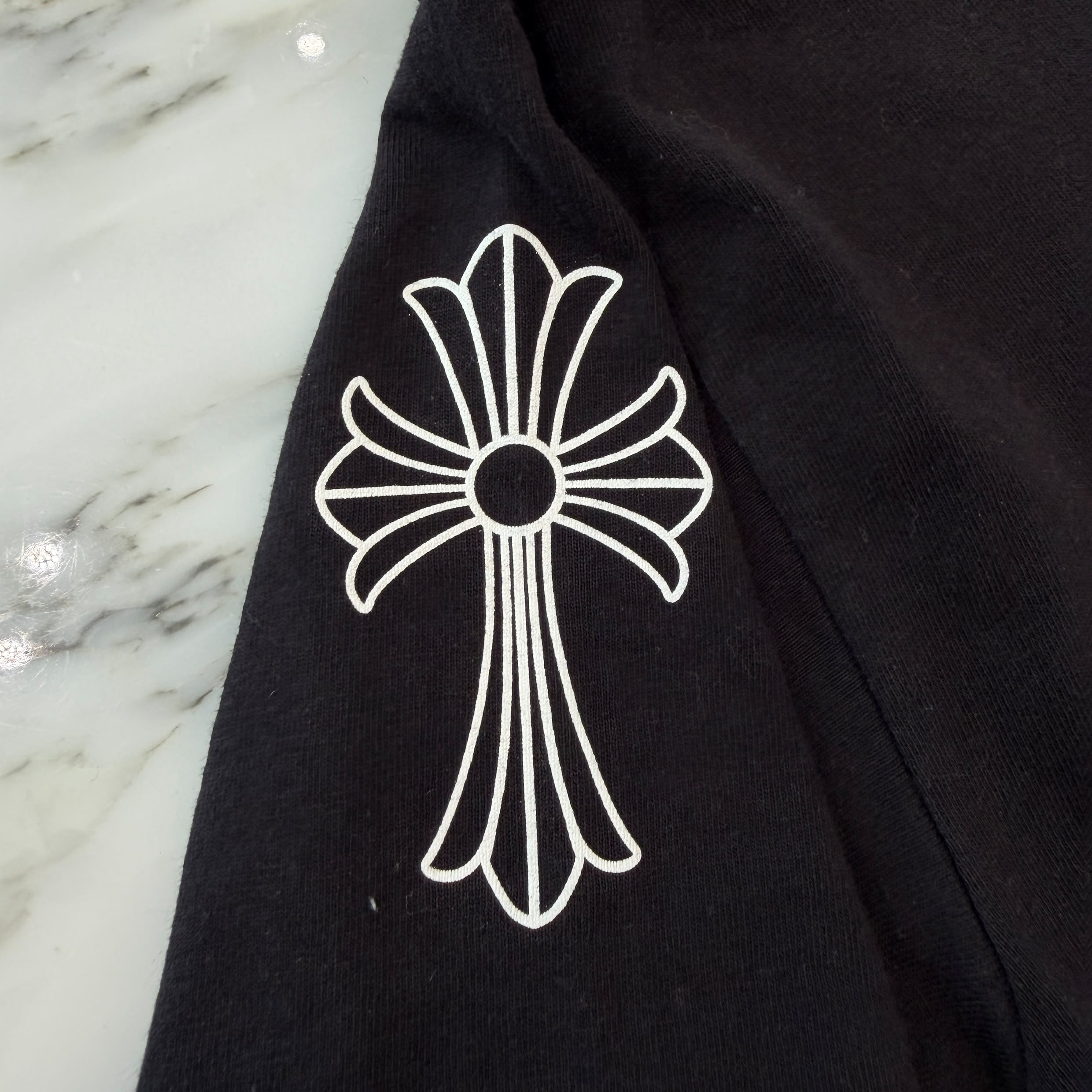CHROME HEARTS Sleeve CH Cross Back Scroll Tee Size S クロムハーツ