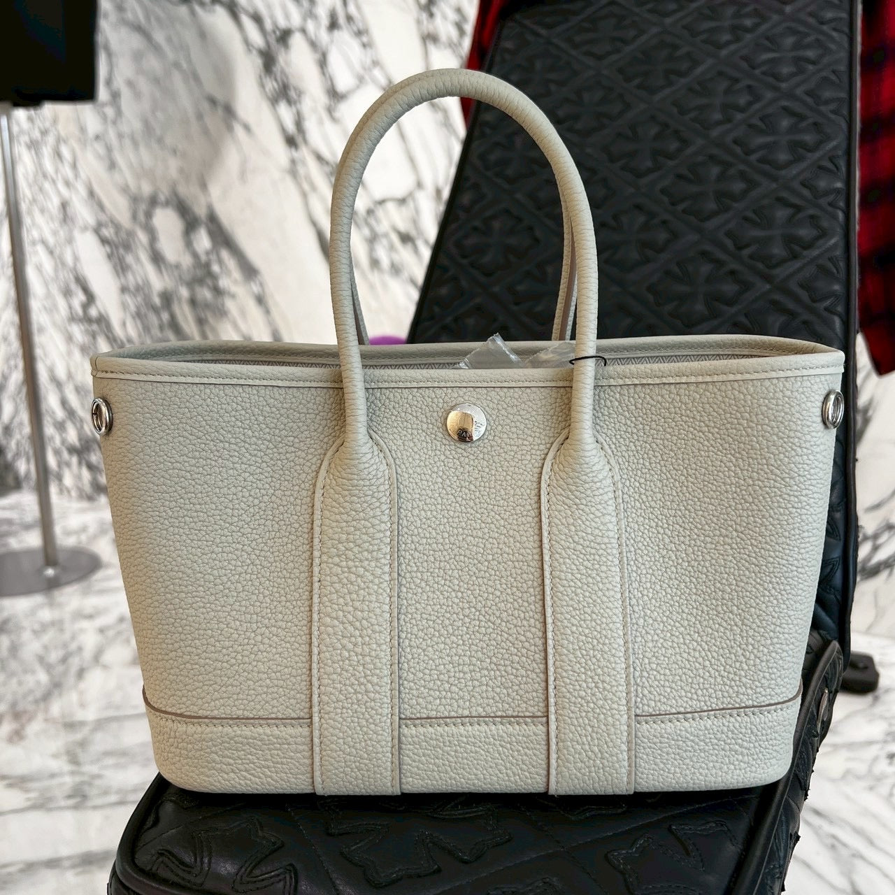 HERMES Néogarden Party TTPM "Béton" Leather Hand Bag K刻印 エルメス ネオガーデンパーティ TTPM "ベトン" レザーハンドバッグ K刻印