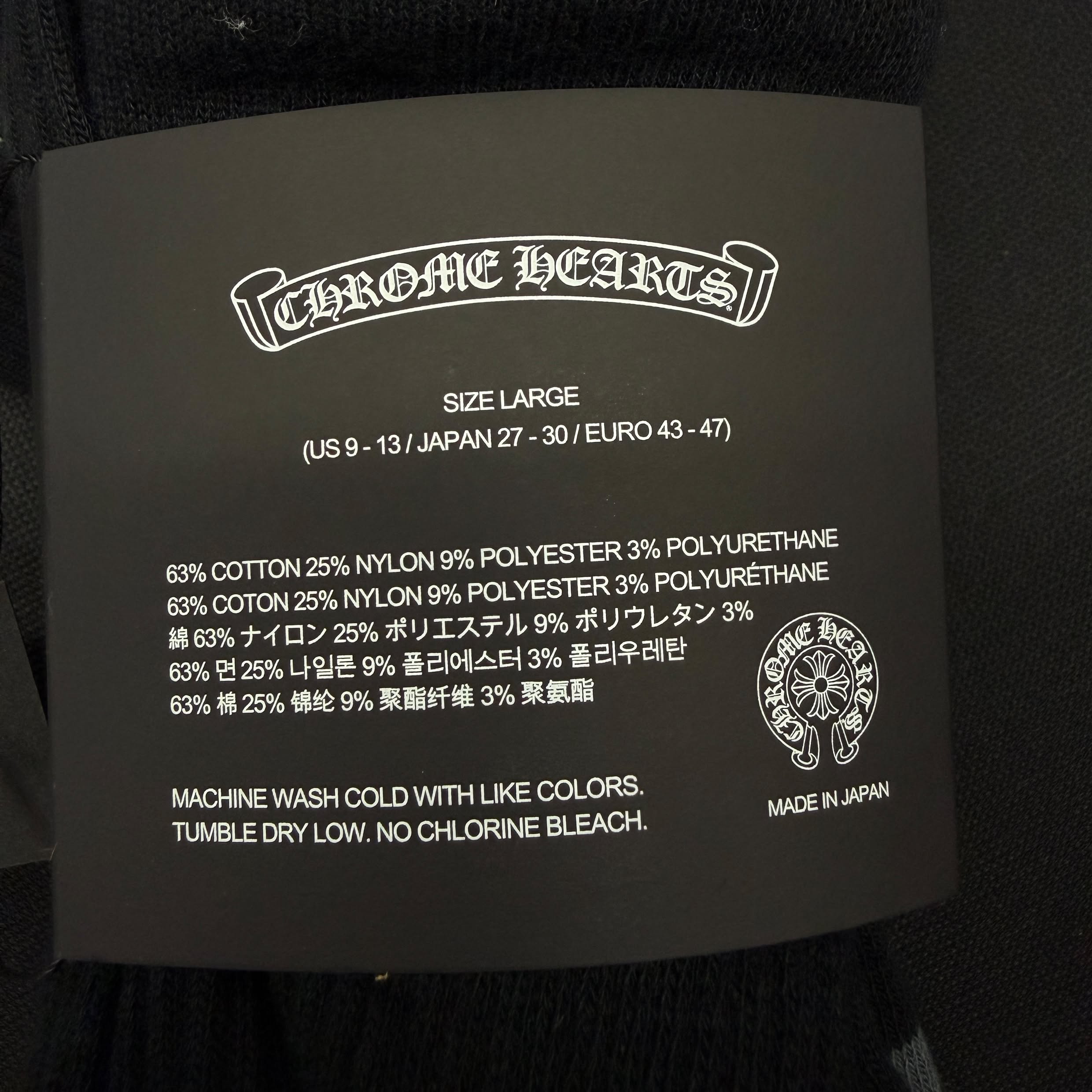CHROME HEARTS Stencil Logo Socks x3 Size L (JP27-30) クロムハーツ
