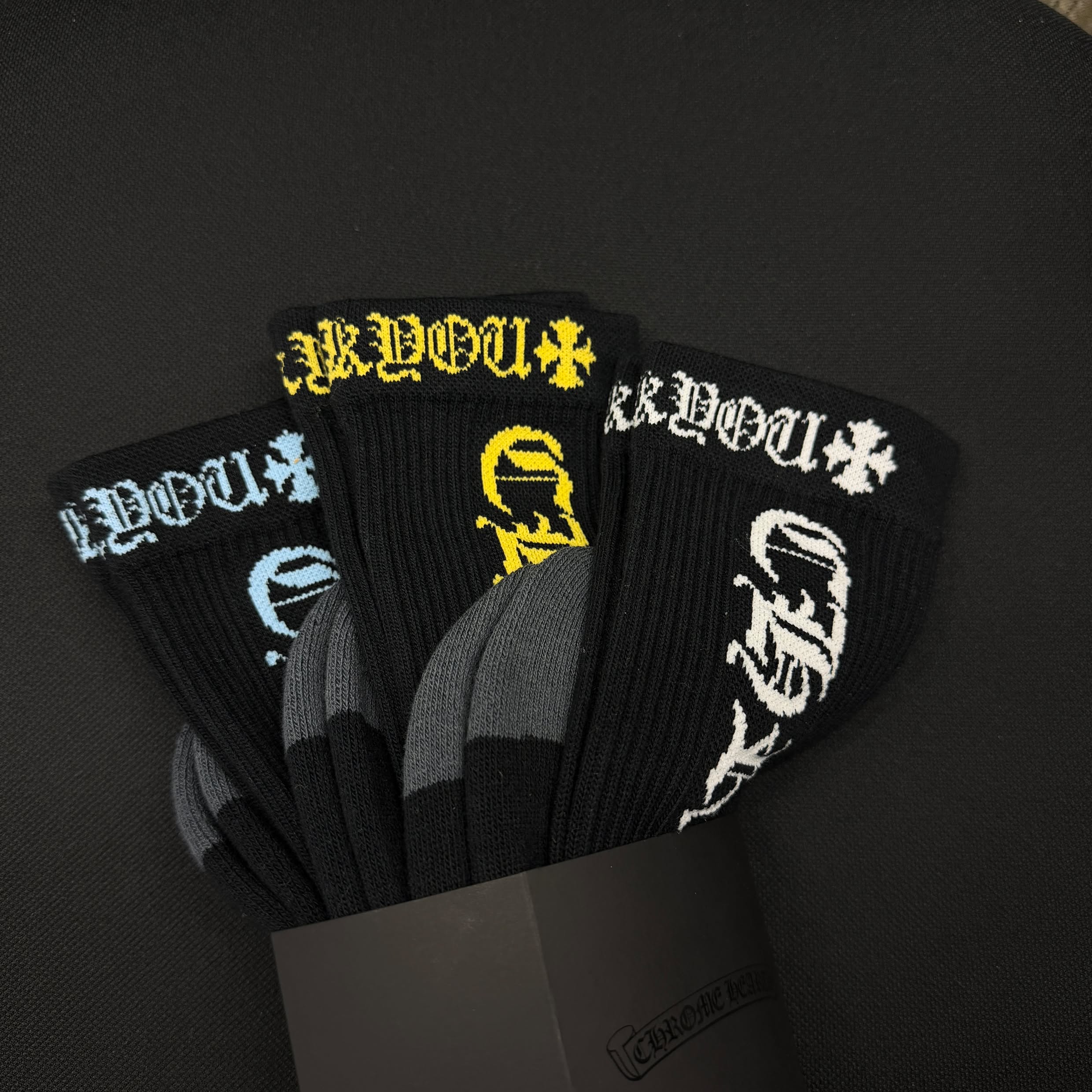 CHROME HEARTS Stencil Logo Socks x3 Size L(JP27-30) クロムハーツ ステンシル ロゴ ソックス 靴下 サイズL(JP27-30)